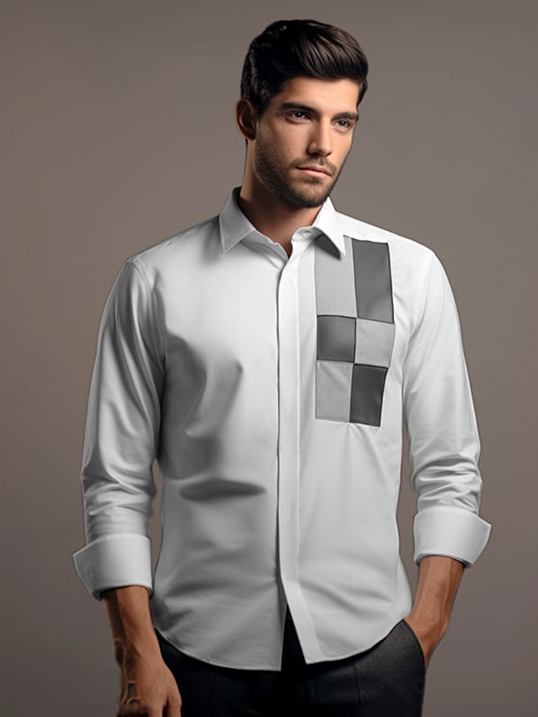 

HE SPOKE Smart Tailored Fit Cotton Formal Shirt, White