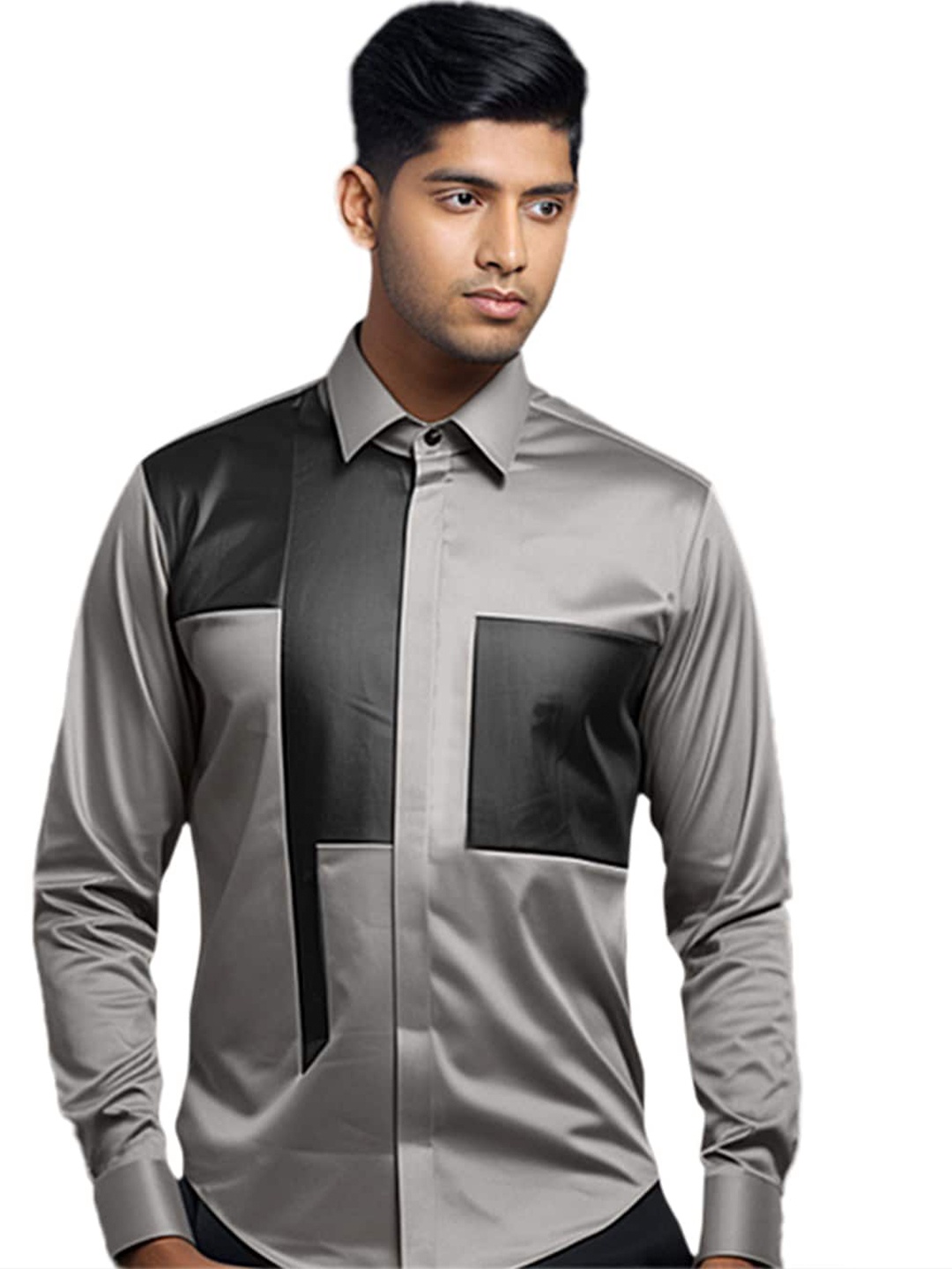 

HE SPOKE Smart Tailored Fit Cotton Formal Shirt, Grey