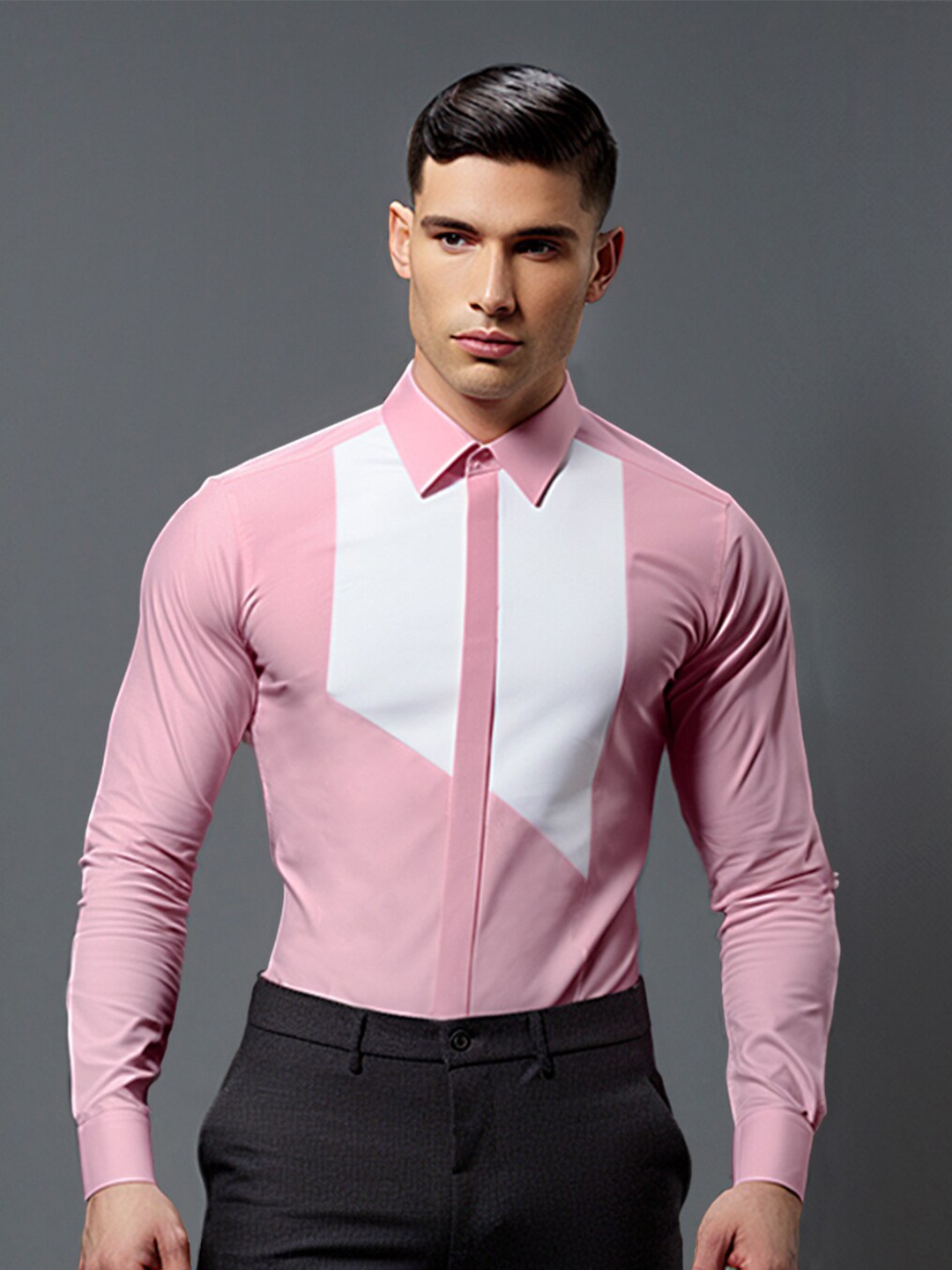 HE SPOKE Smart Tailored Fit Cotton Formal Shirt, Pink