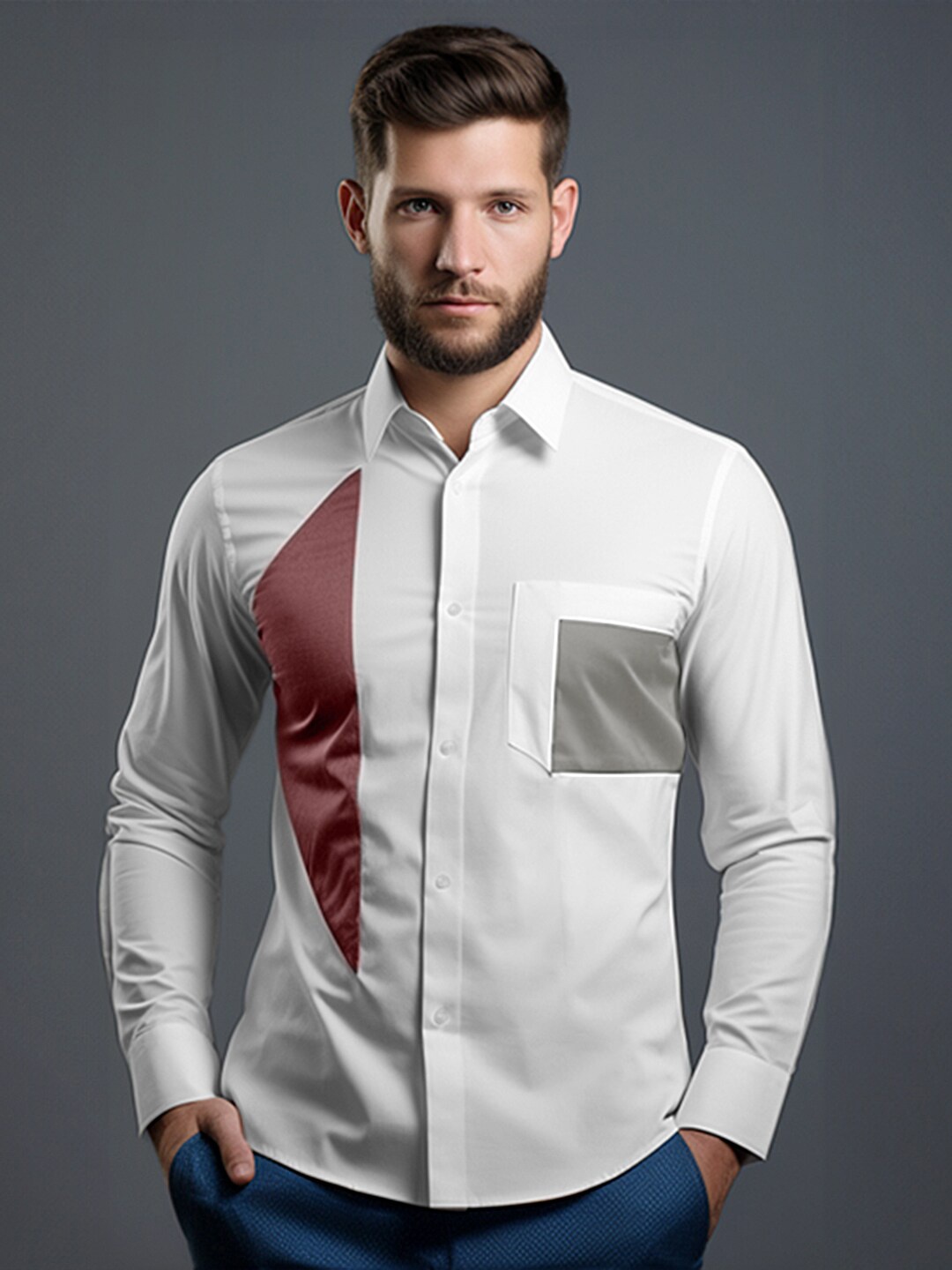 

HE SPOKE Smart Tailored Fit Cotton Formal Shirt, White