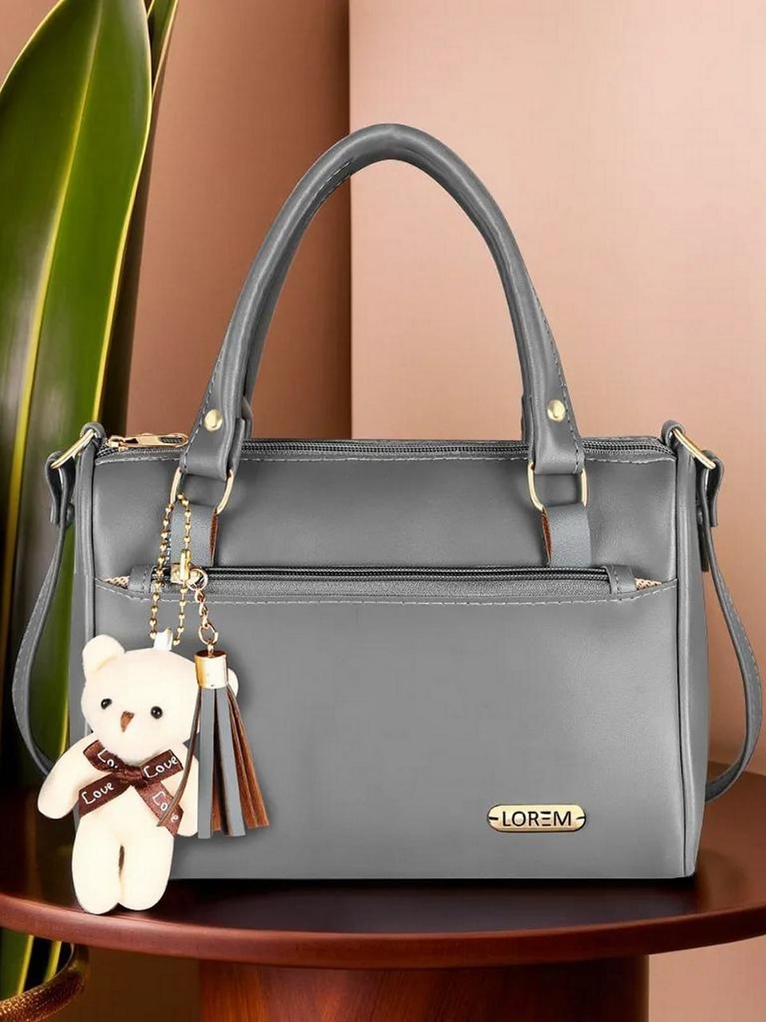 

LOREM Structured Handheld Bag, Grey