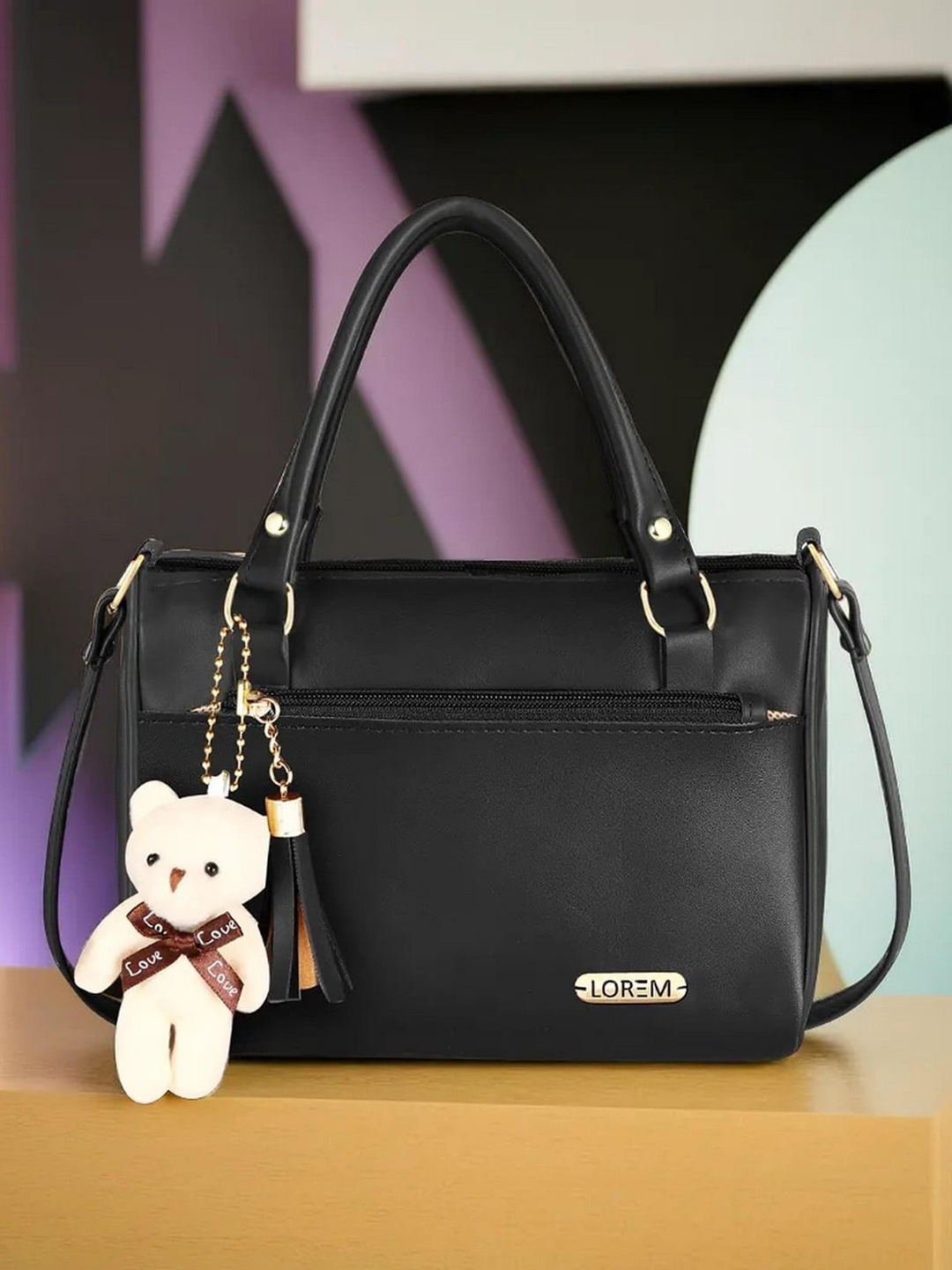 LOREM Shopper Shoulder Bag, Black