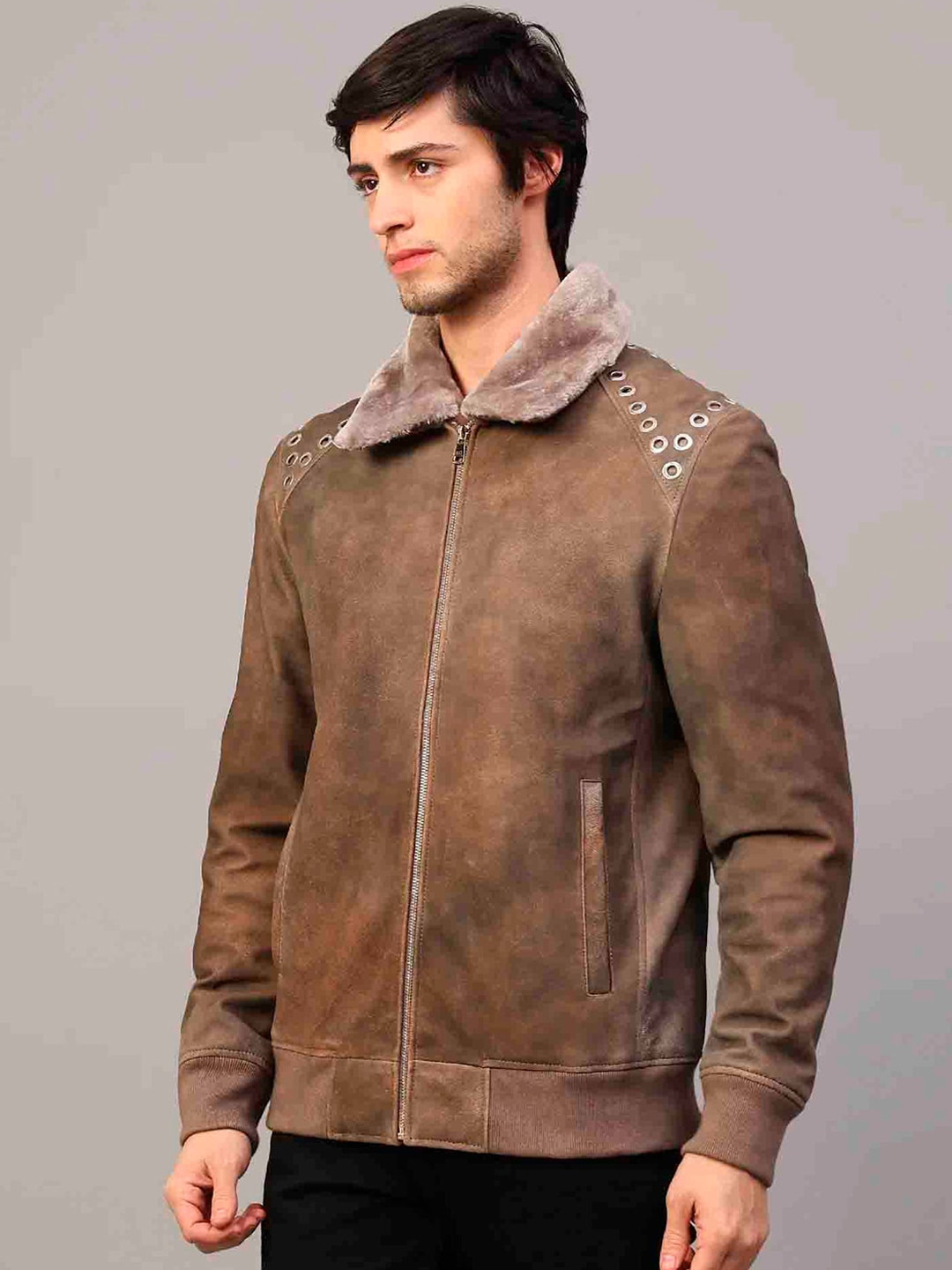 

Saint G Leather Water Resistant Padded Jacket, Beige