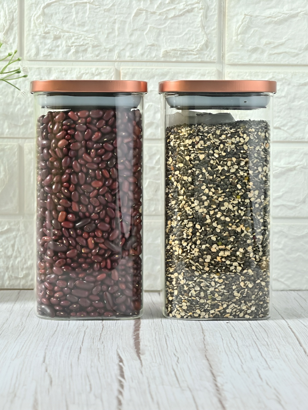 

Femora Transparent 2 Pieces Square Storage Jar with Airtight Steel Lid - 1.5L Each