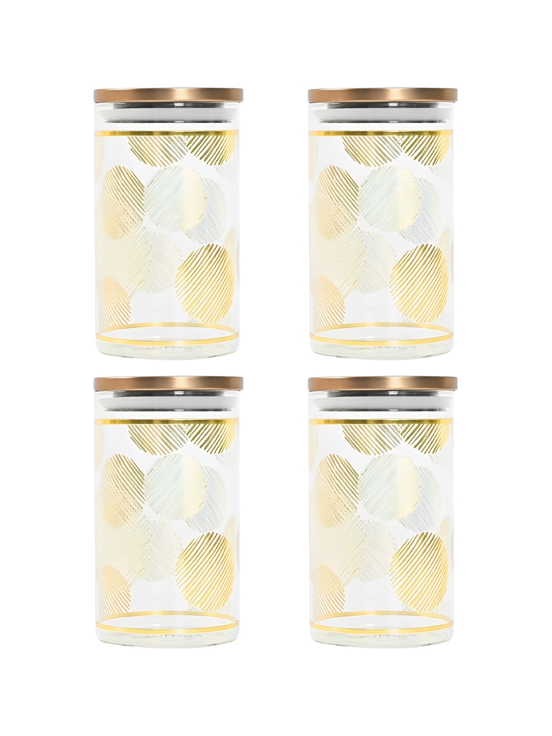 

Femora Transparent 4 Pieces Round Storage Jar with Airtight Steel Lid - 1.1LEach