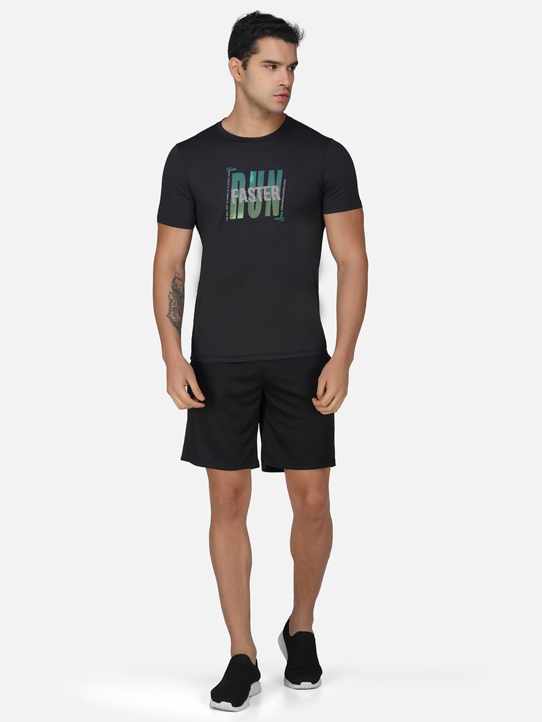 SG Round Neck Short Sleeves Typography Printed T-shirt, Black