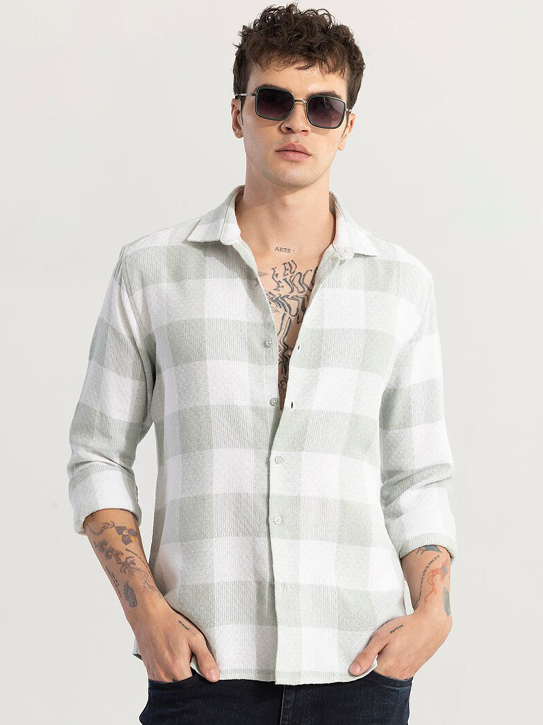 

Snitch Classic Slim Fit Striped Casual Shirt, White