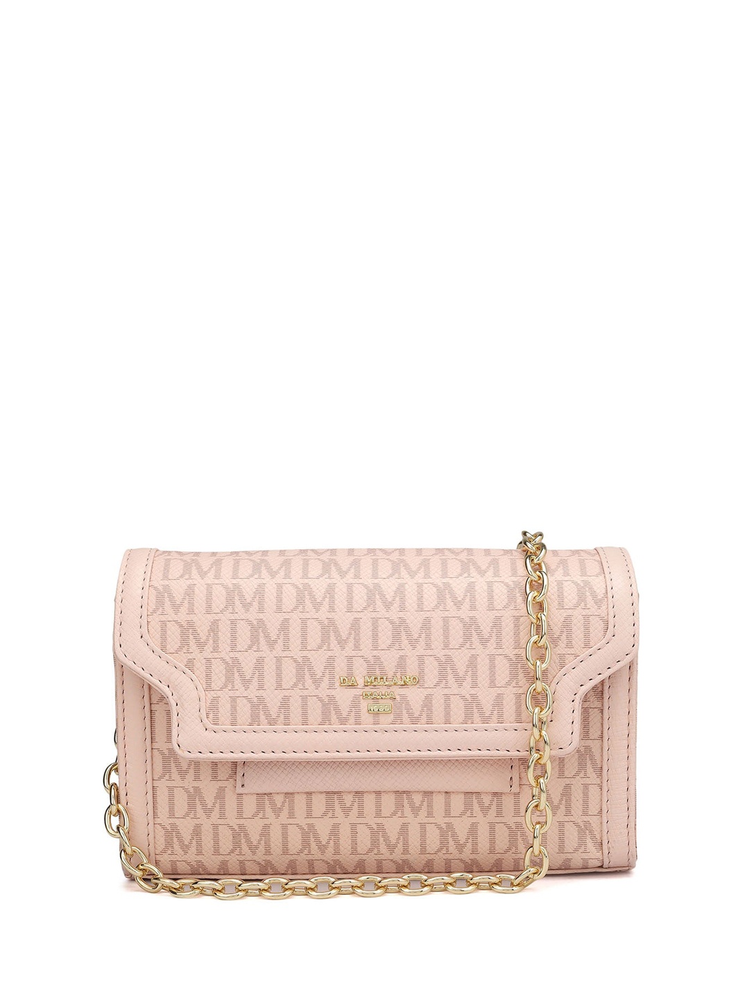 

Da Milano Typoraphy Textured Leather Structured Sling Bag, Pink