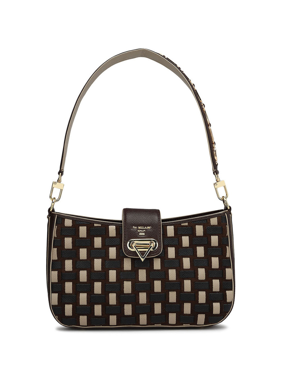 

Da Milano Textured Leather Swagger Handheld Bag, Brown