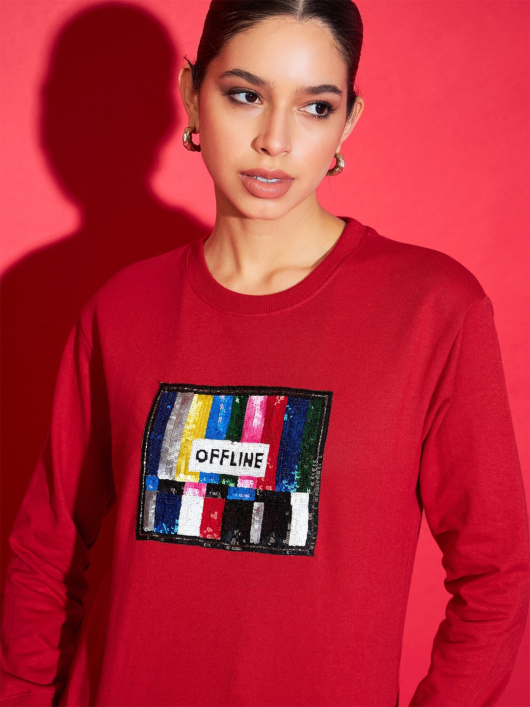 

Uptownie Sequinned Sweatshirt, Red