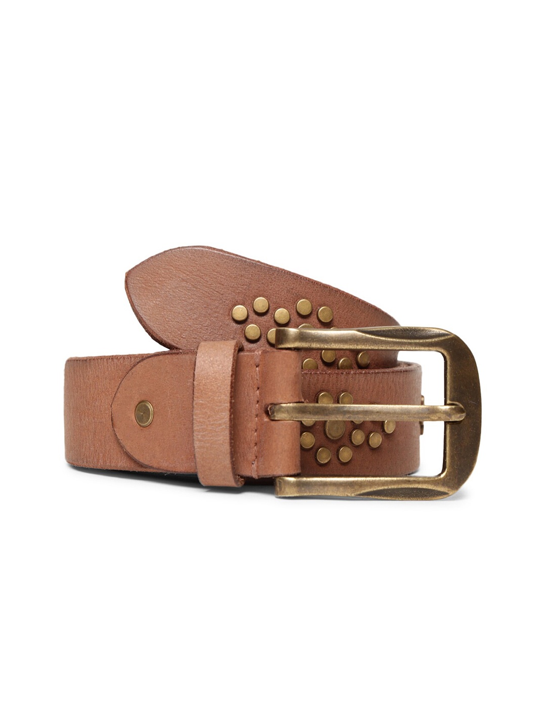 

ART N VINTAGE Men Embellished Leather Belt, Beige