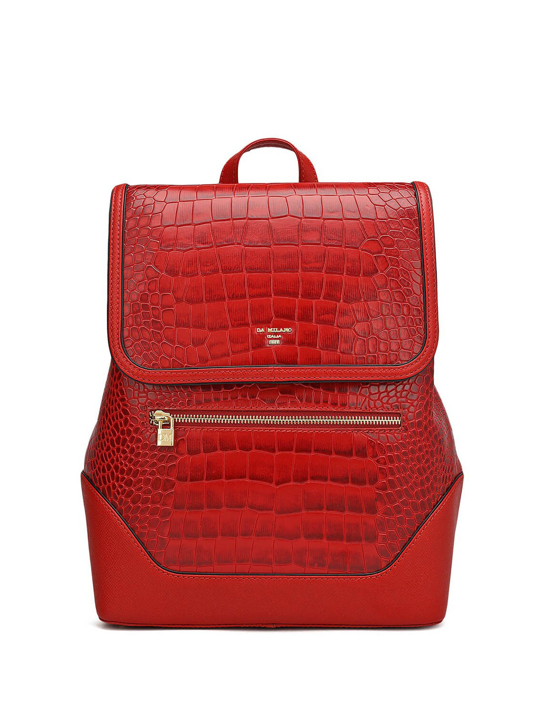 

Da Milano Textured Leather Ergonomic Backpack, Red