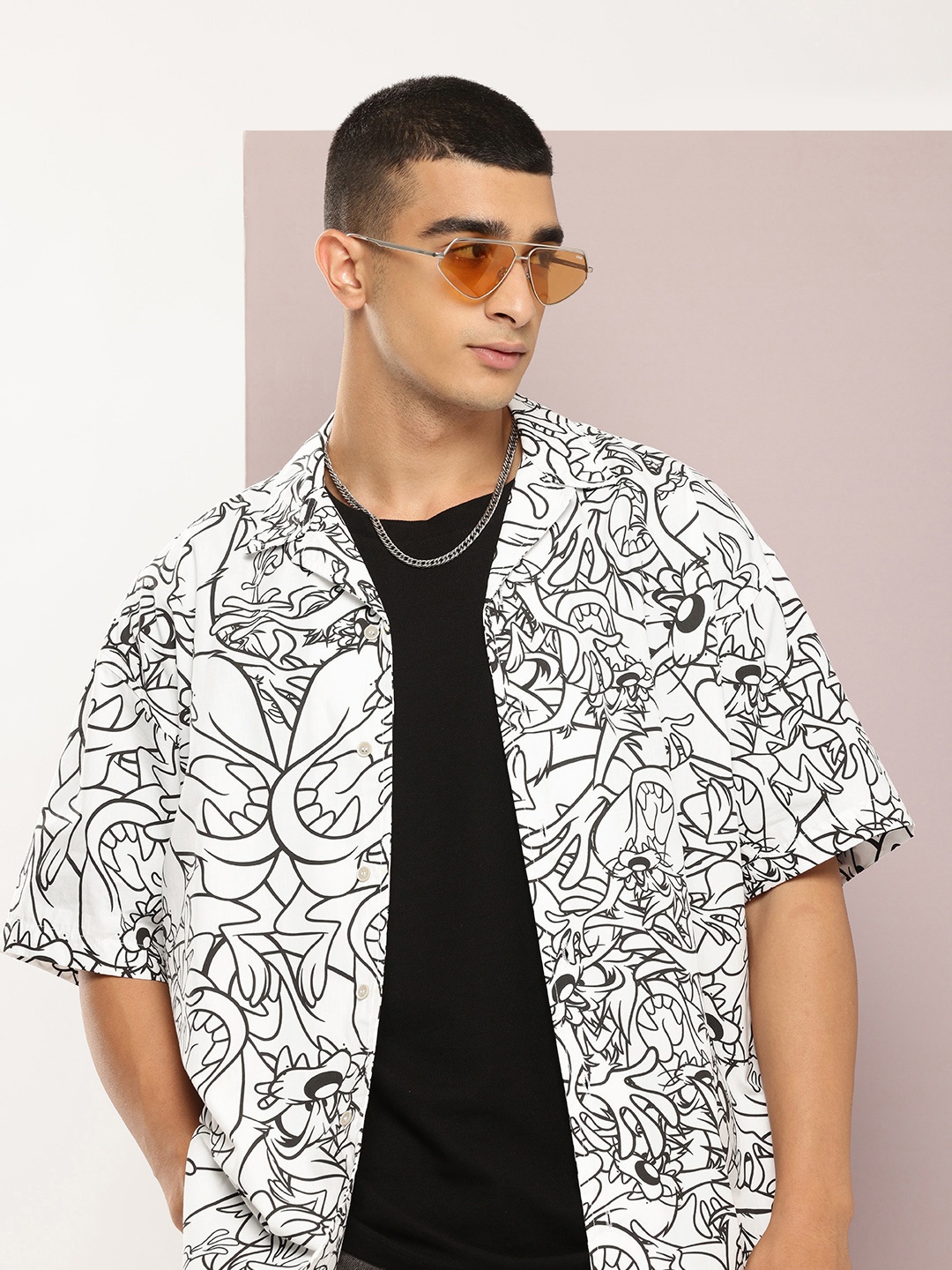 

Kook N Keech Looney Tunes Printed Pure Cotton Oversized Shirt, Black