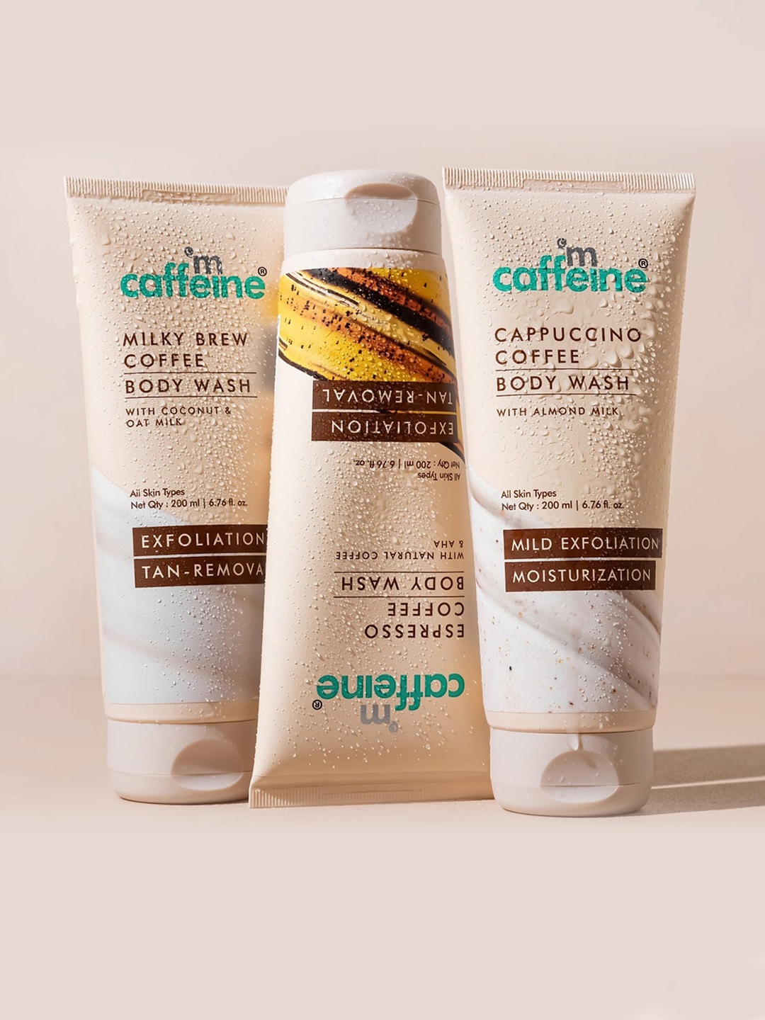 

MCaffeine Set Of 3 Milky Brew, Espresso Coffee & Cappuccino Coffee Body Wash - 200ml Each, White