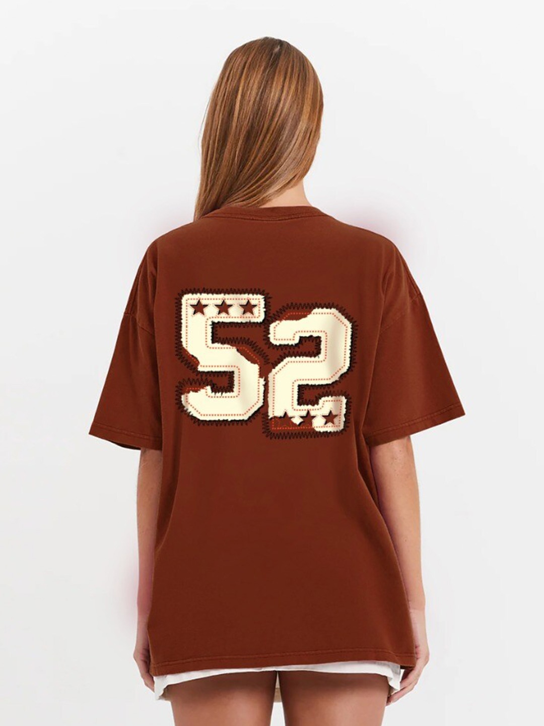 

MISCHIEF MONKEY Printed Round Neck Short Sleeves Cotton T-shirt, Coffee brown