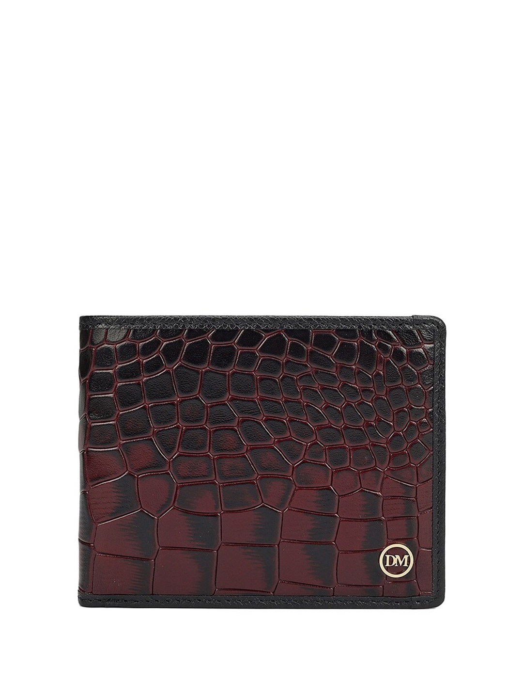 

Da Milano Men Textured Leather Two Fold Wallet, Burgundy