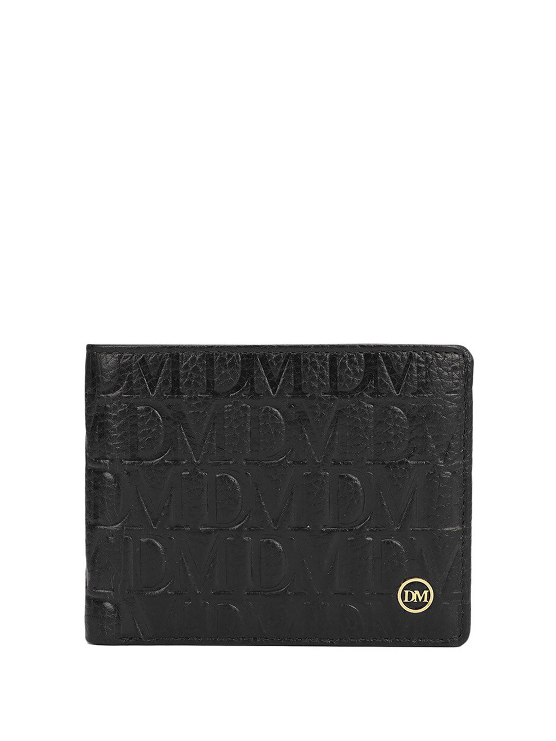 

Da Milano Men Textured Leather Two Fold Wallet, Black