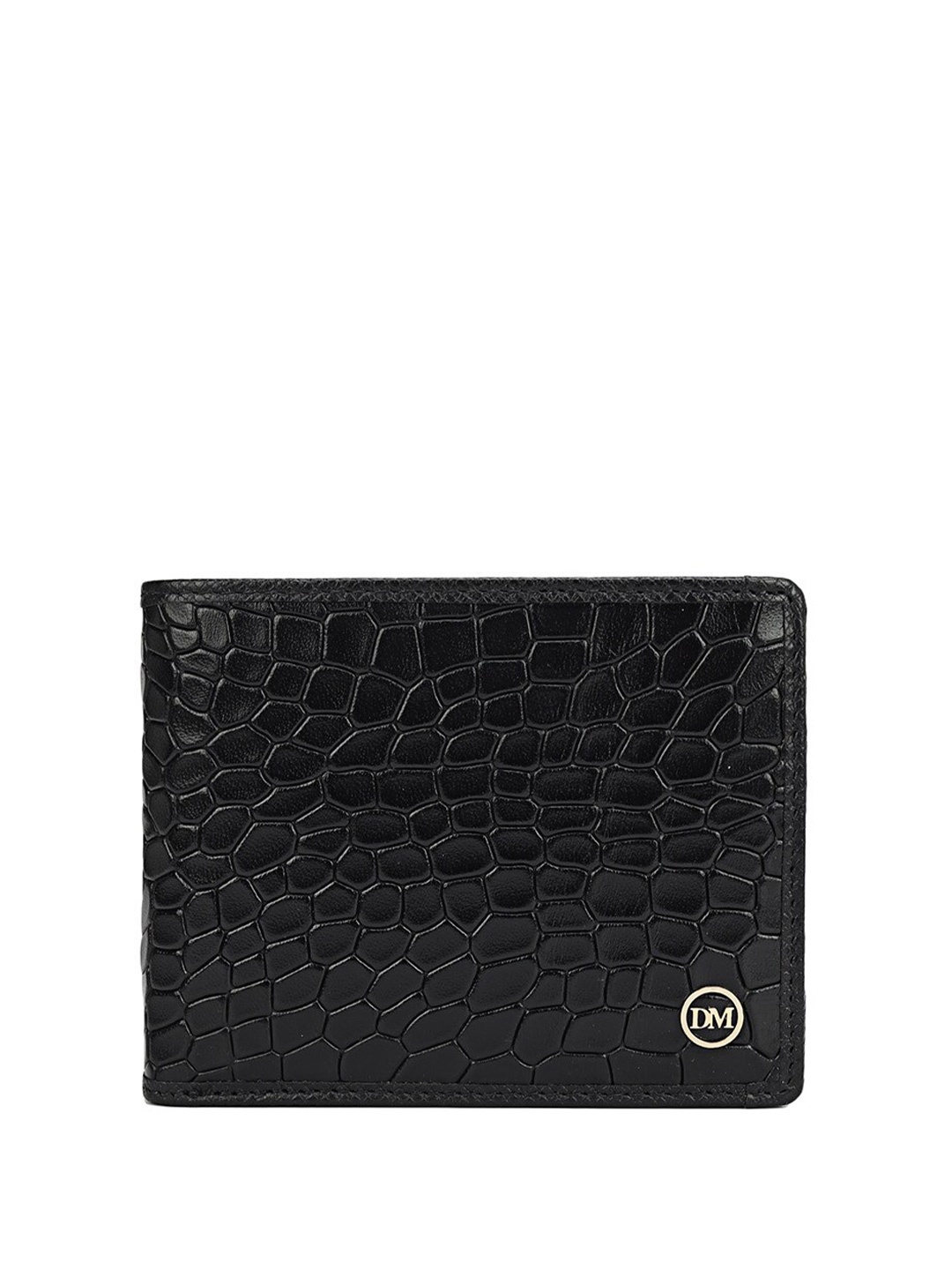 

Da Milano Men Textured Leather Two Fold Wallet, Black