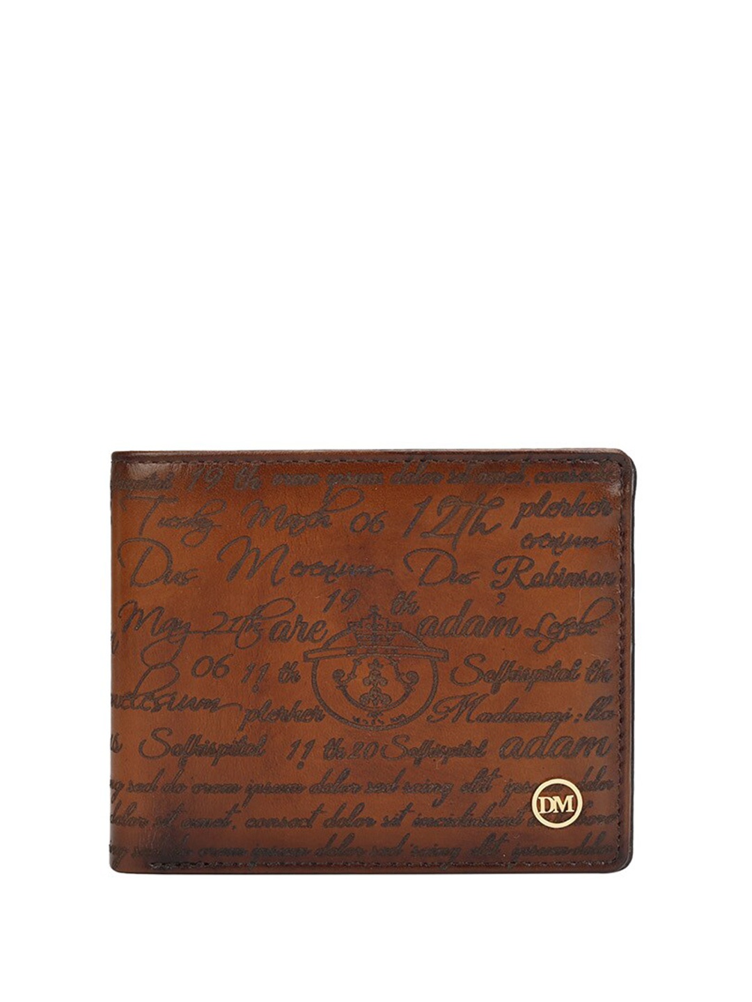 

Da Milano Men Typography Printed Leather Two Fold Wallet, Brown