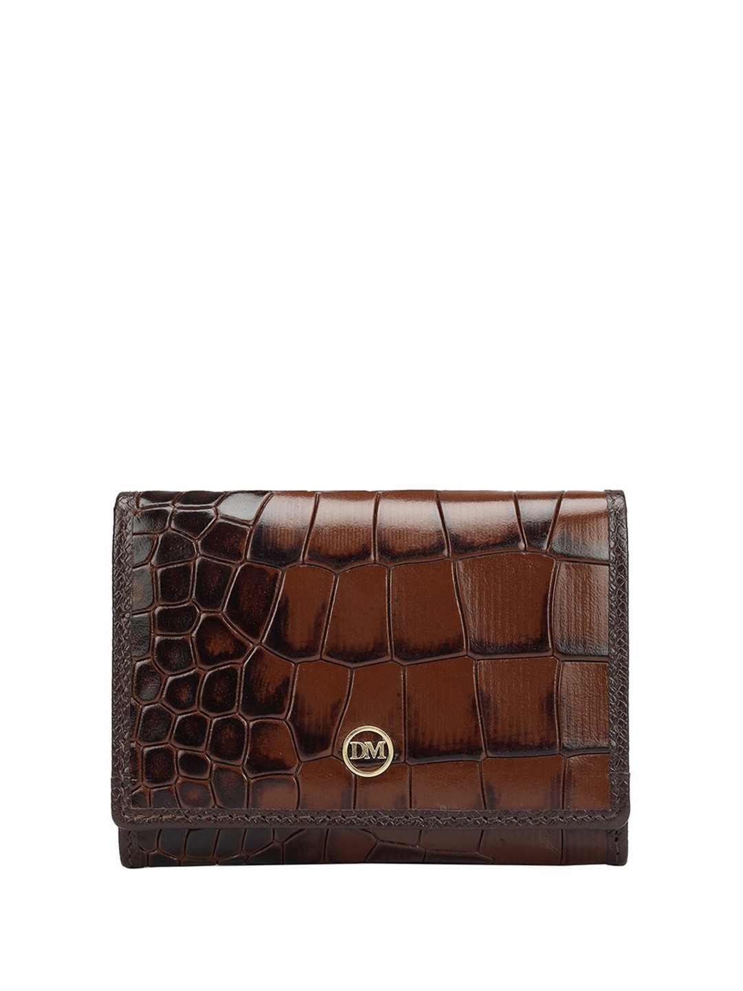 

Da Milano Men Textured Leather Two Fold Wallet, Brown