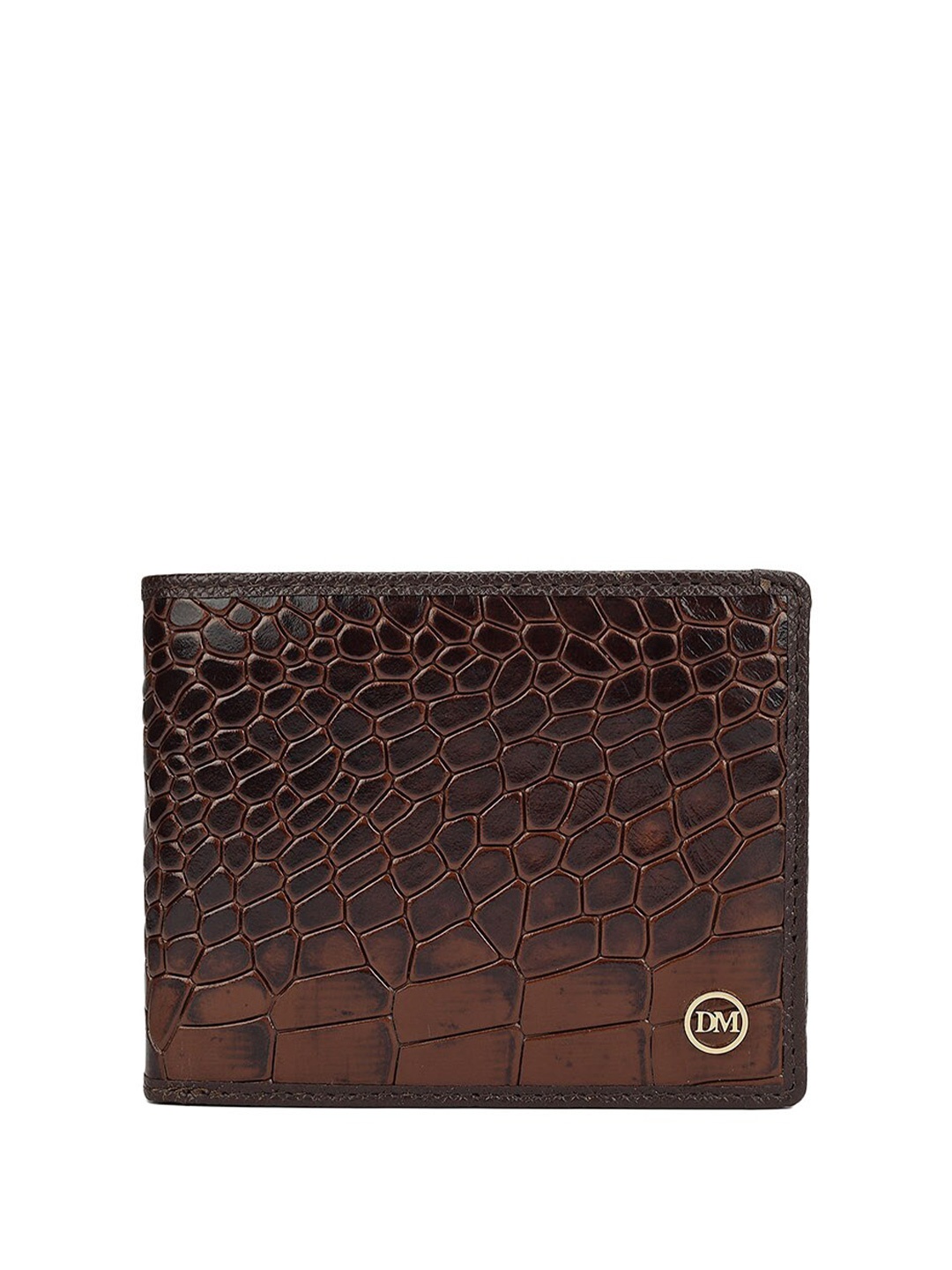 

Da Milano Men Textured Leather Two Fold Wallet, Brown