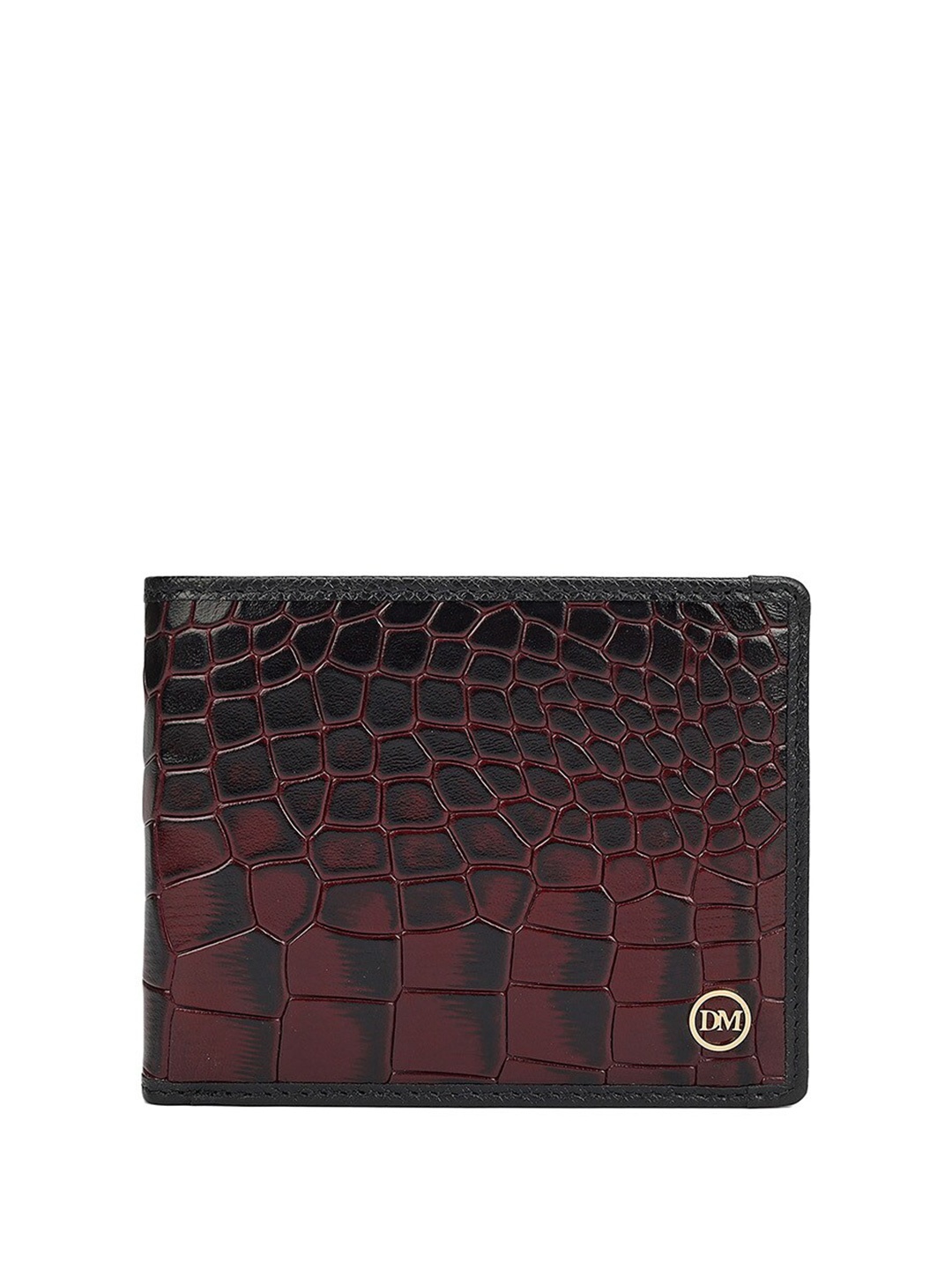 

Da Milano Men Textured Leather Two Fold Wallet, Burgundy
