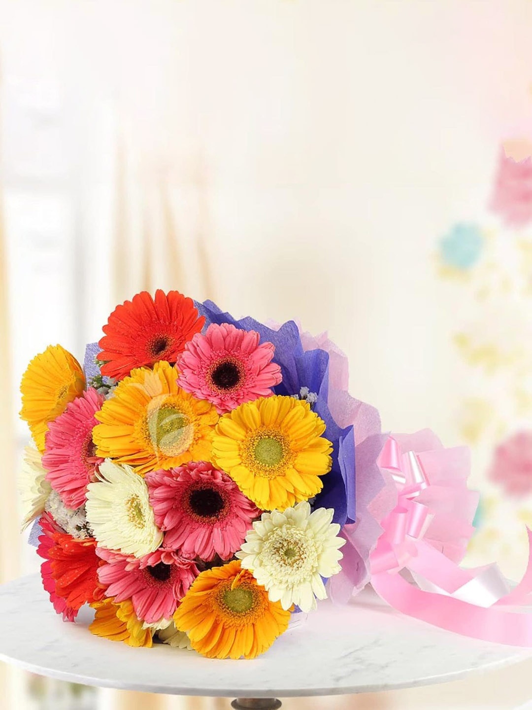 

Floweraura Yellow & Pink 15 Pieces Mixed Gerberas Fresh Live Flowers Bouquet