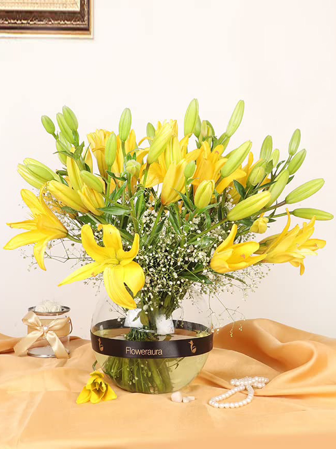 

Floweraura 12 Pieces Yellow Lilies Fresh Live Flowers Bouquet