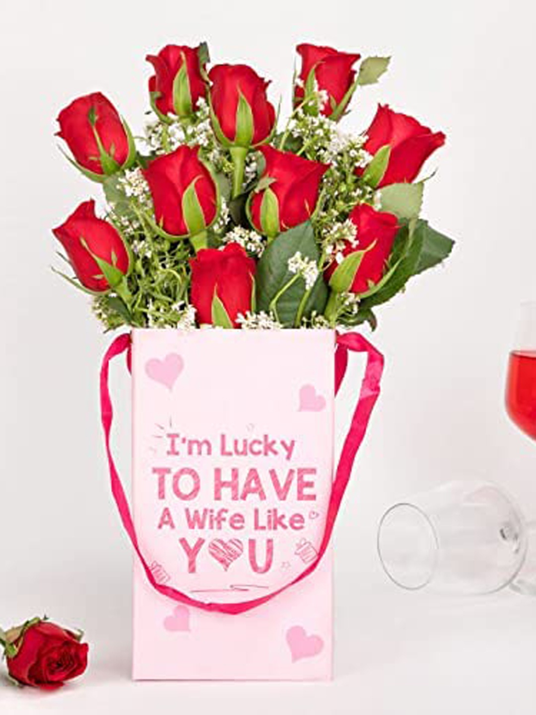 

Floweraura Red 10 Pieces Roses Fresh Flowers Bouquet