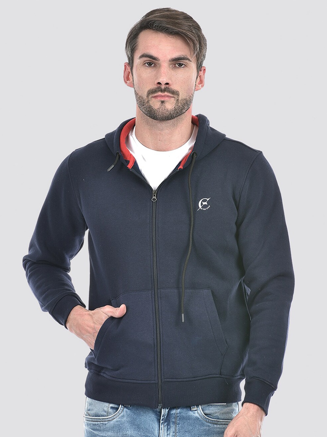 

Lawman pg3 Hooded Long Sleeves Cotton Front Open Sweatshirt, Navy blue