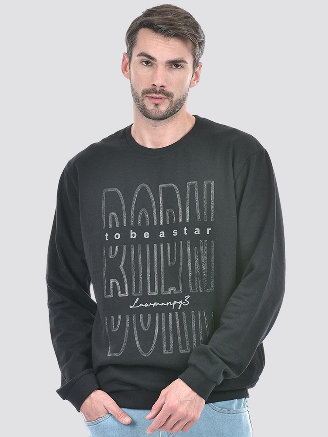 

Lawman pg3 Typography Printed Pure Cotton Sweatshirt, Black