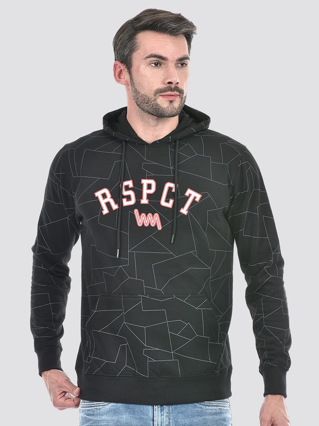 

Lawman pg3 Typography Printed Hooded Long Sleeves Cotton Pullover Sweatshirt, Black