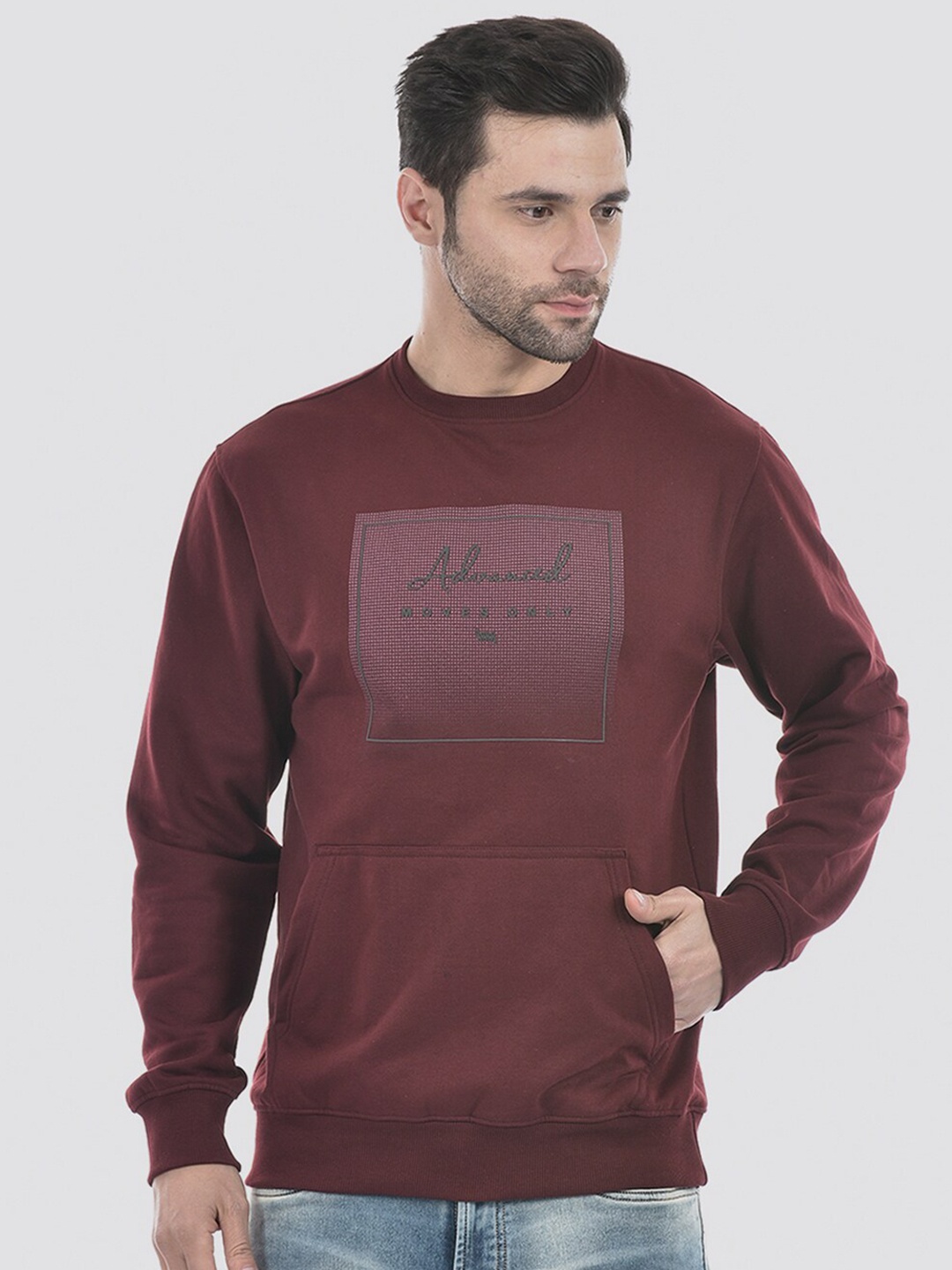 

Lawman pg3 Typography Printed Long Sleeves Pullover Sweatshirt, Maroon