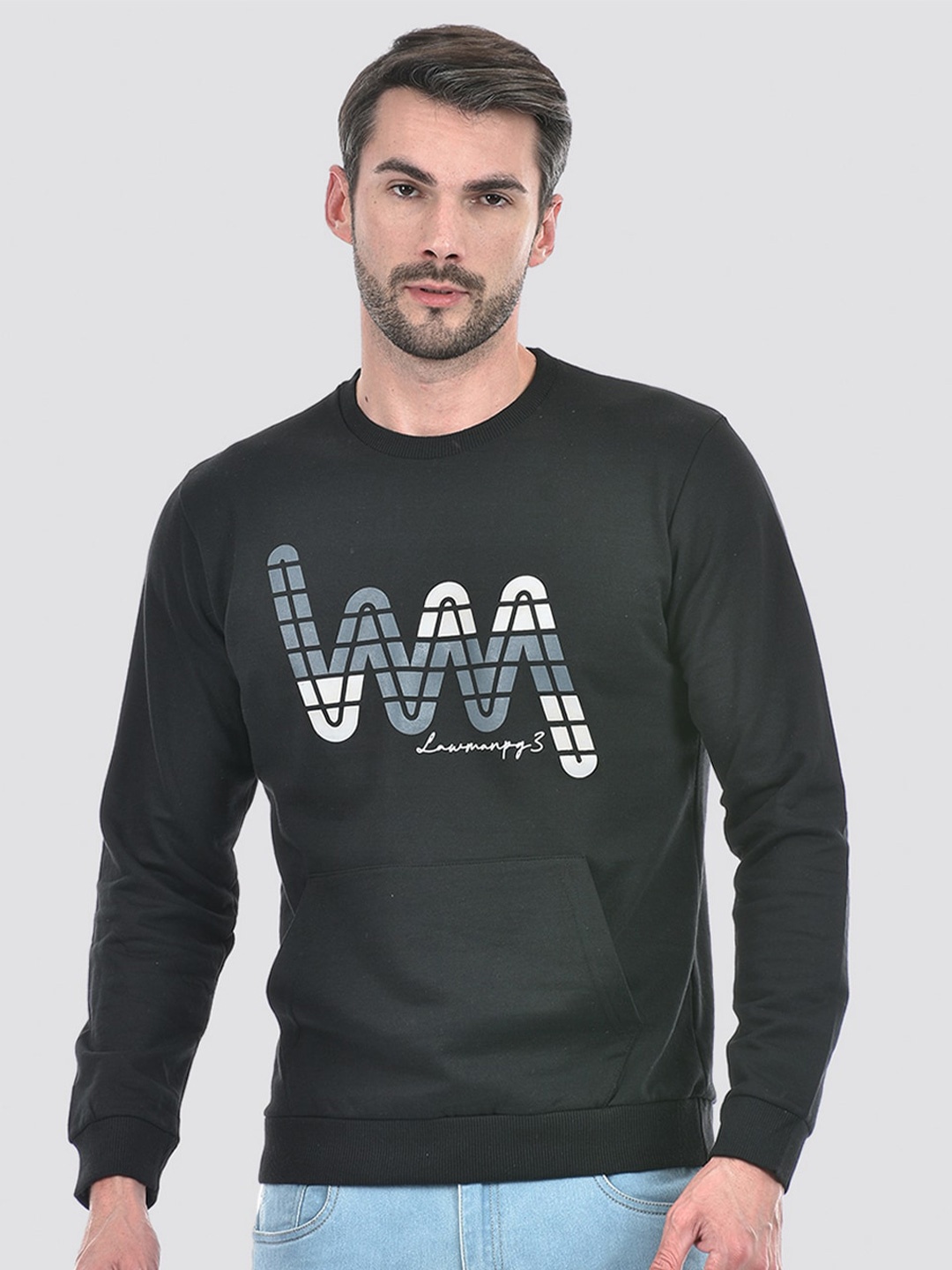 

Lawman pg3 Graphic Printed Pure Cotton Pullover Sweatshirt, Black