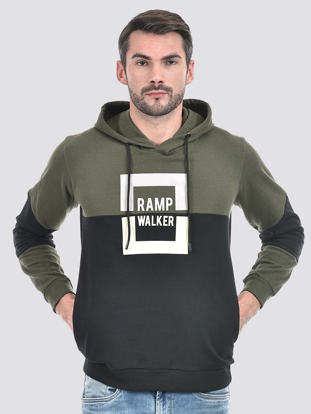 

Lawman pg3 Colourblocked Pure Cotton Pullover Sweatshirt, Green