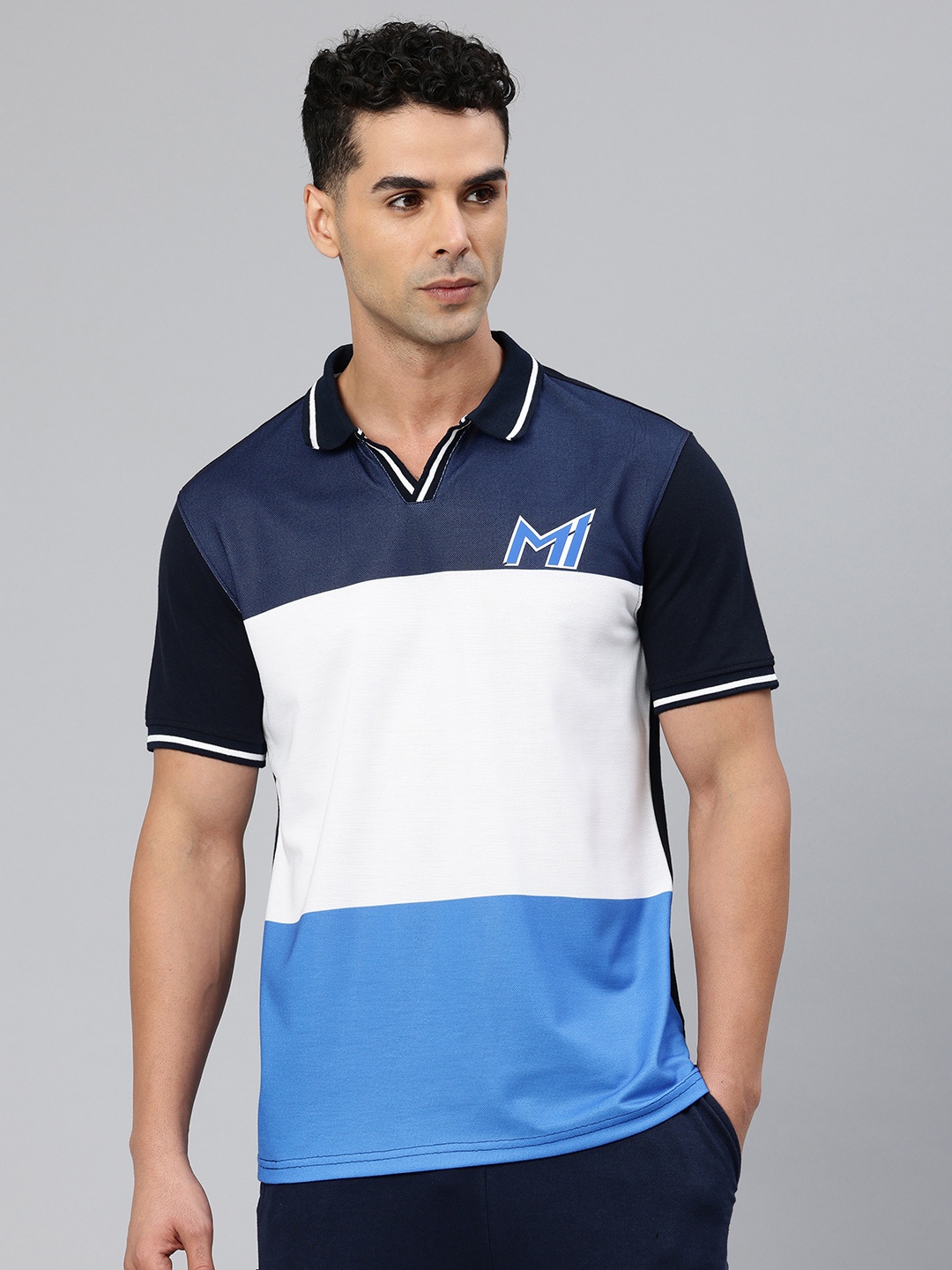 

Mumbai Indians Men Colourblocked Polo Collar T-shirt, Navy blue