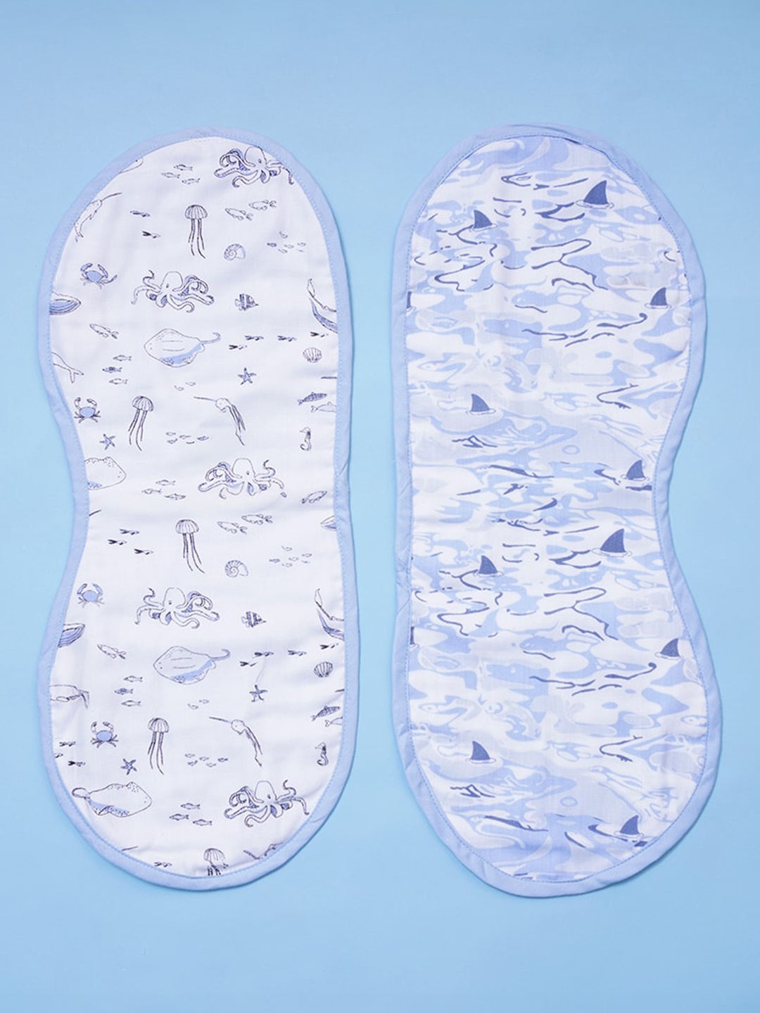 

Fancy Fluff Infant Boys Pack Of 2 Printed Bamboo Cotton Bibs, White