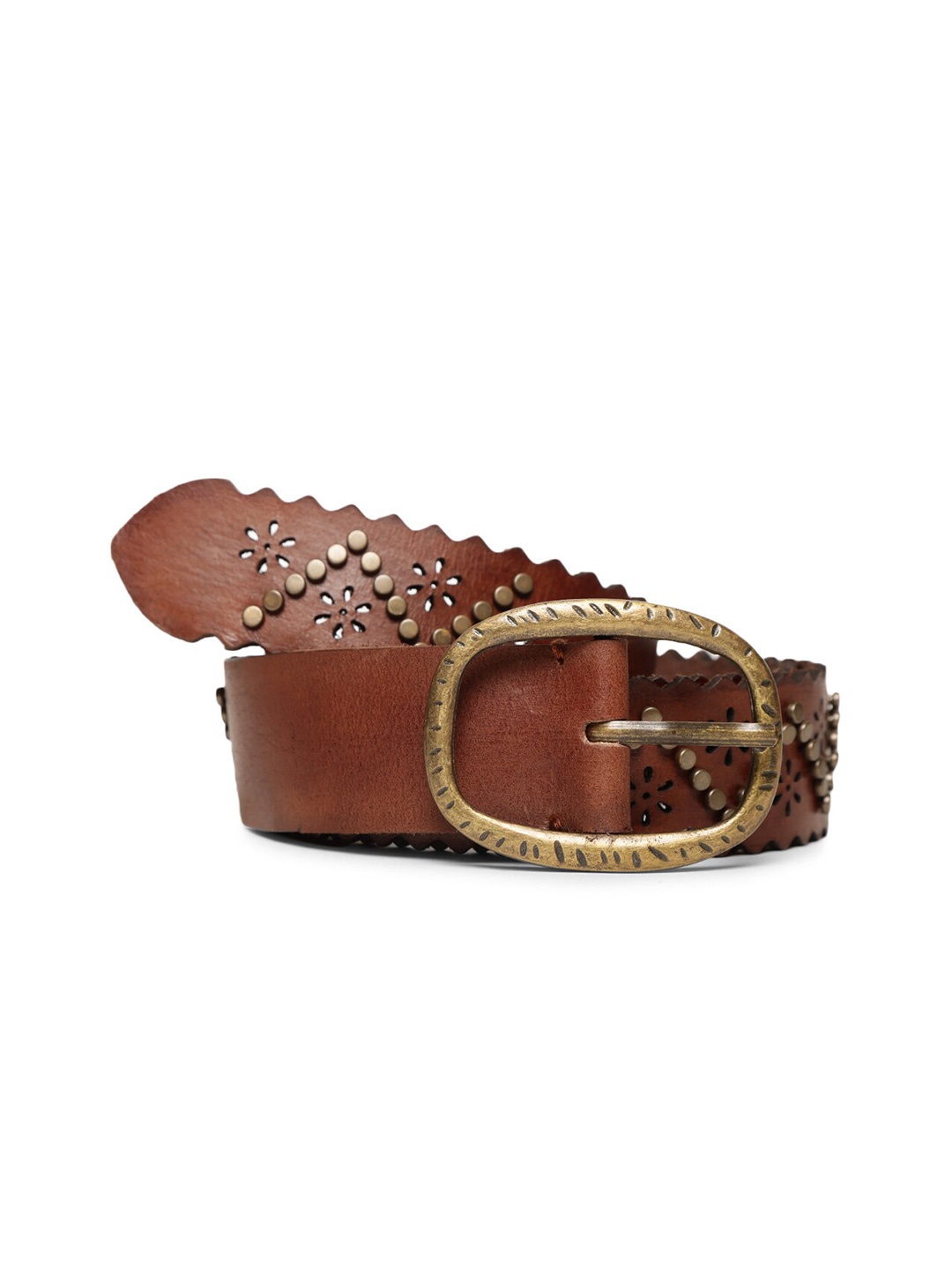 

ART N VINTAGE Women Embellished Leather Belt, Brown