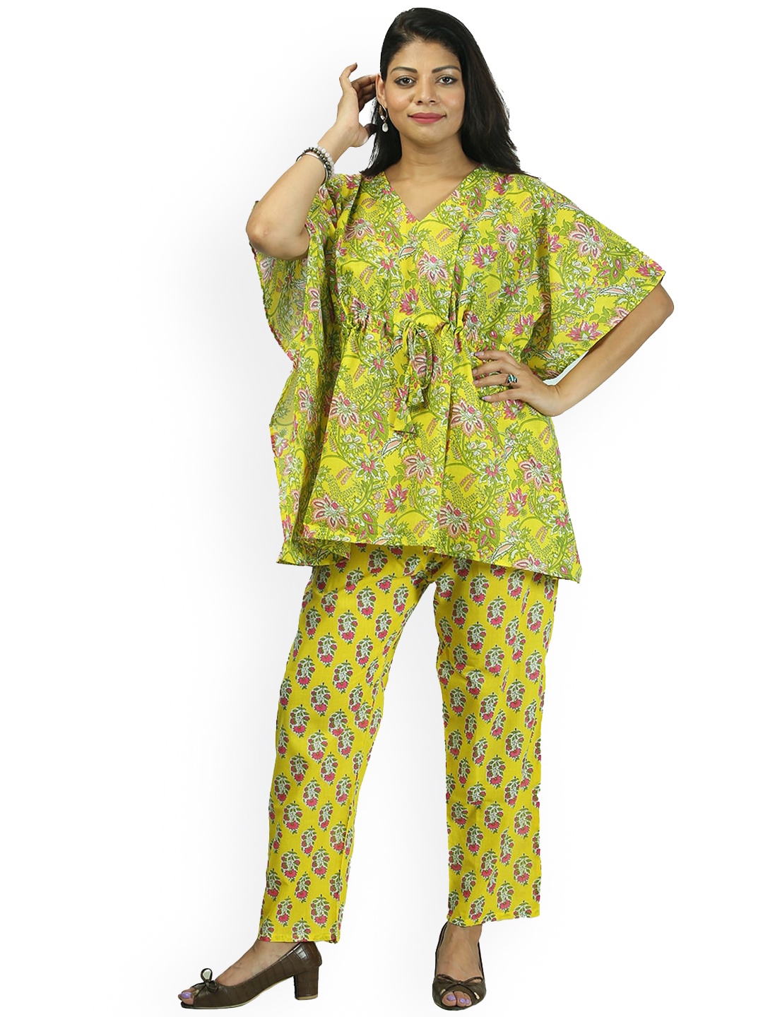 

Freesia Array Printed Pure Cotton Top & Trouser, Yellow