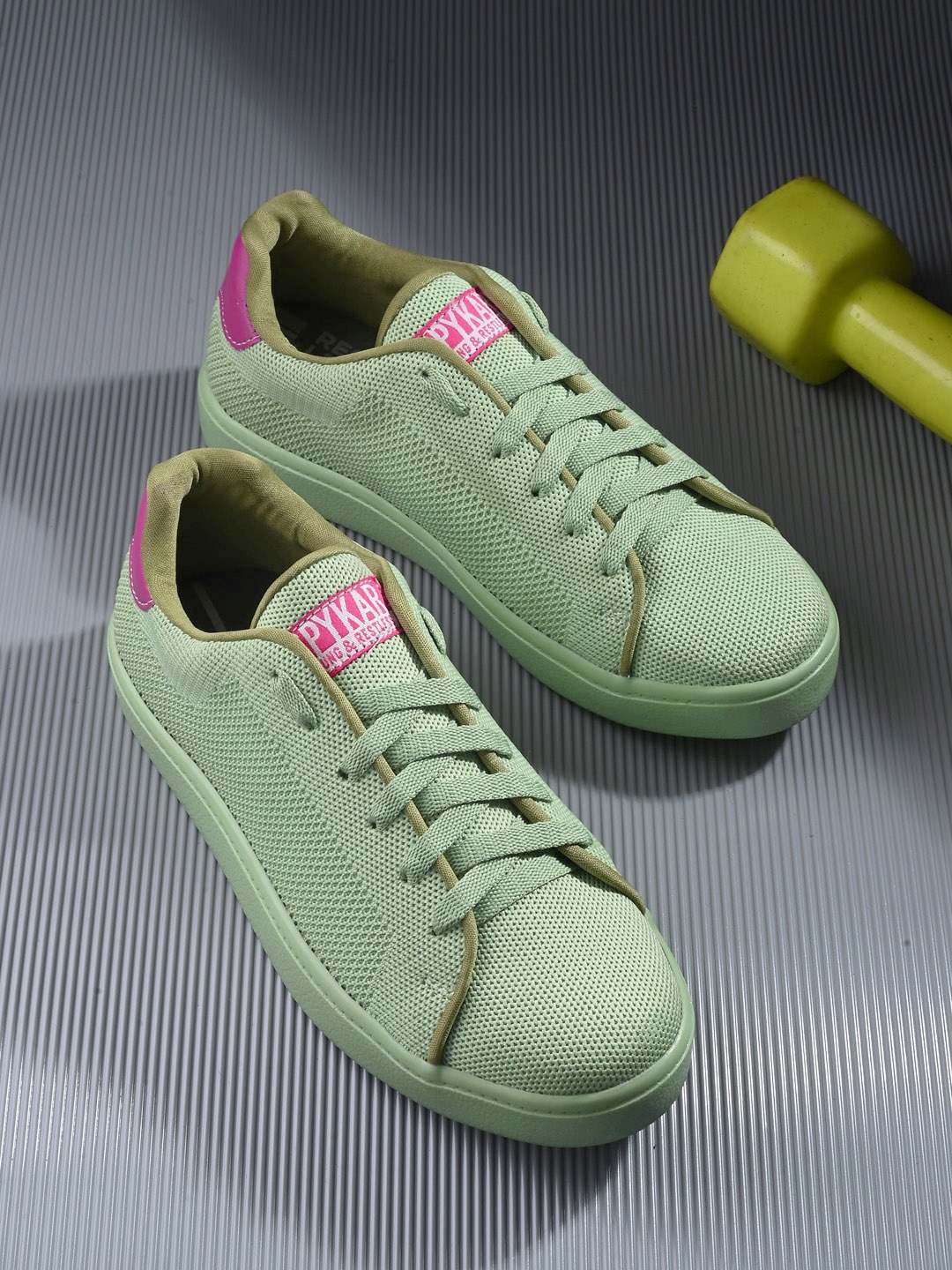 

SPYKAR Women Textured Comfort Insole Lace-Up Sneakers, Green