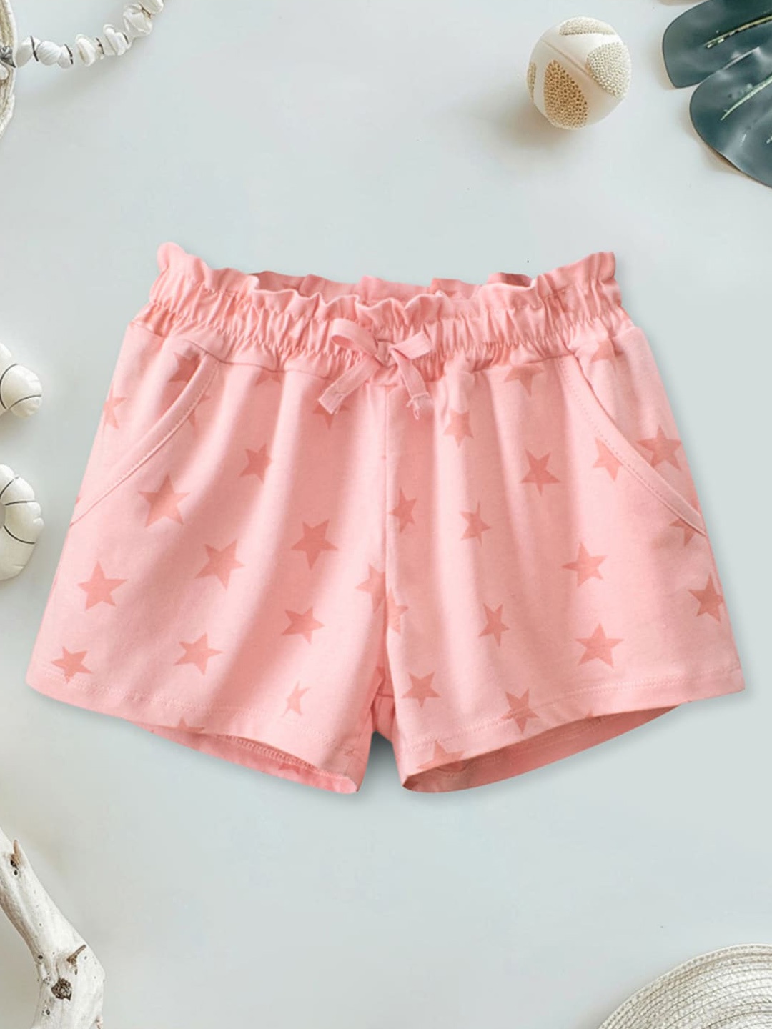 

INCLUD Girls Floral Printed Mid Rise Shorts, Pink