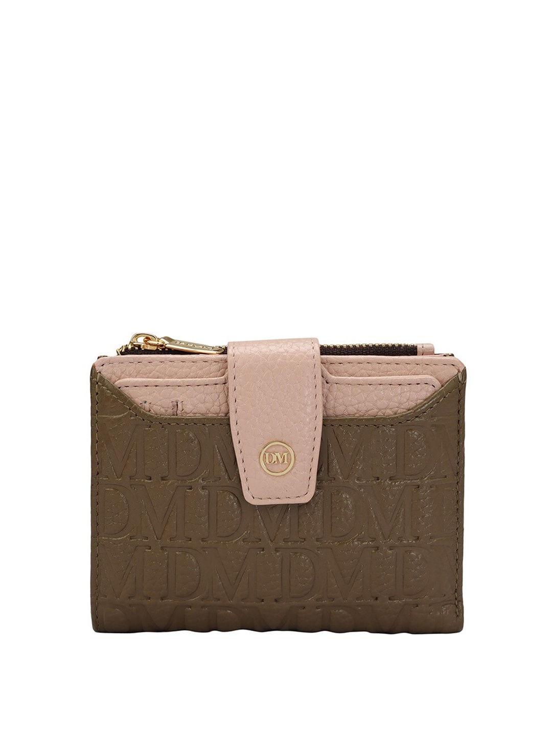 

Da Milano Women Textured Leather Two Fold Wallet, Brown