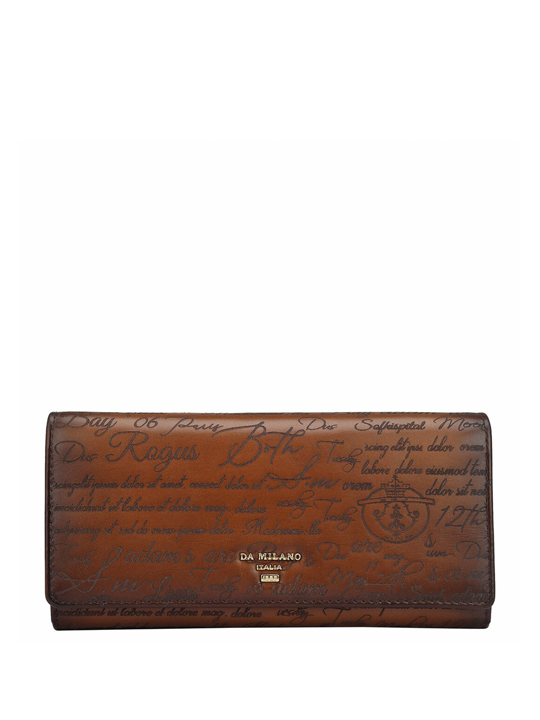 

Da Milano Women Textured Leather Two Fold Wallet, Brown