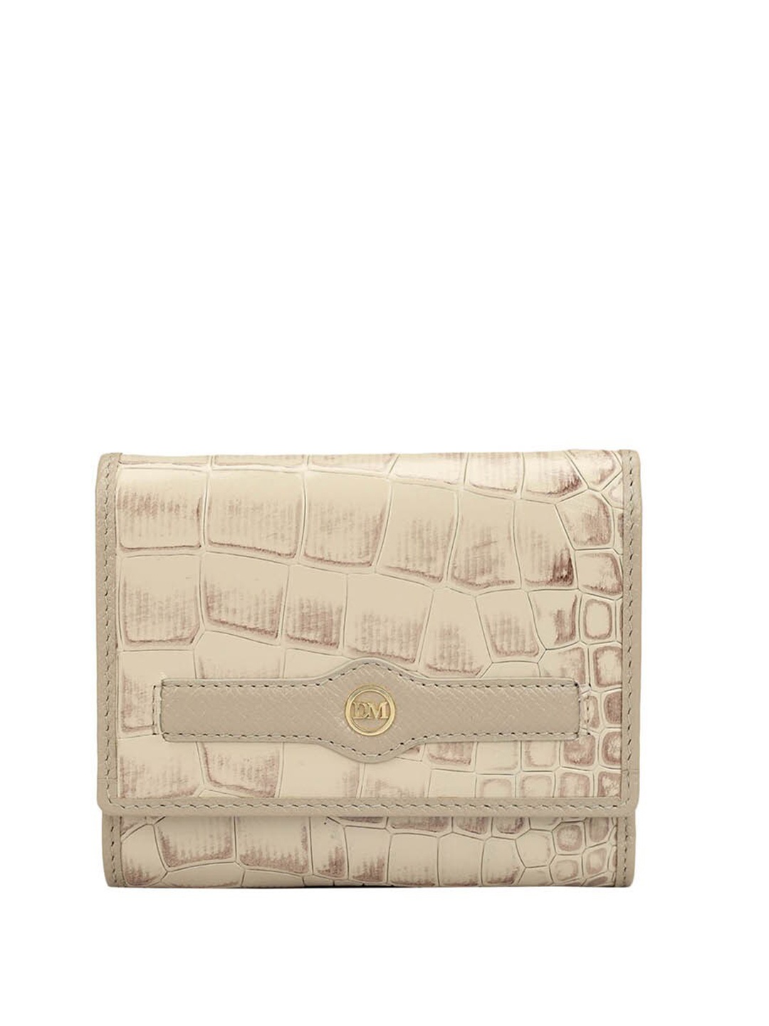 

Da Milano Women Animal Textured Leather Three Fold Wallet, White