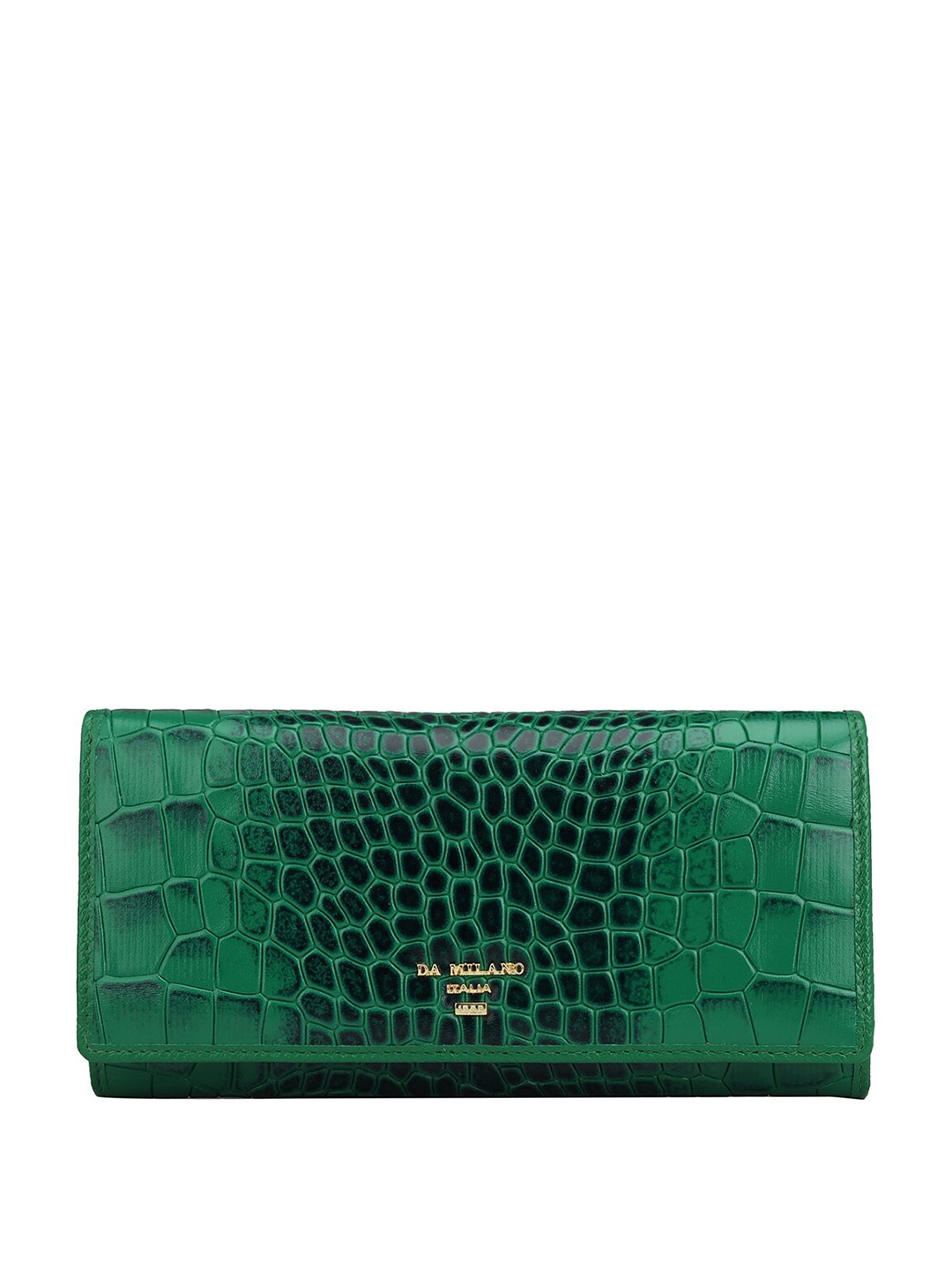 

Da Milano Women Textured Leather Two Fold Wallet, Green