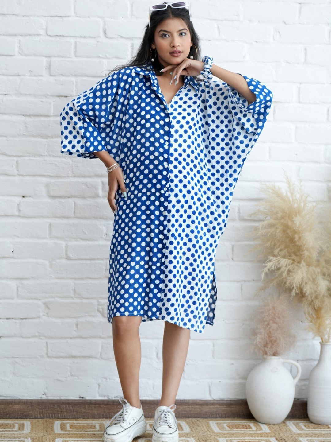 

SootiSyahi Printed A-Line Oversize Shirt Dress, White