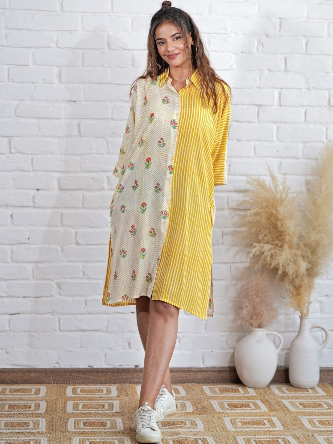 

SootiSyahi Colourblocked Shirt Dress, White