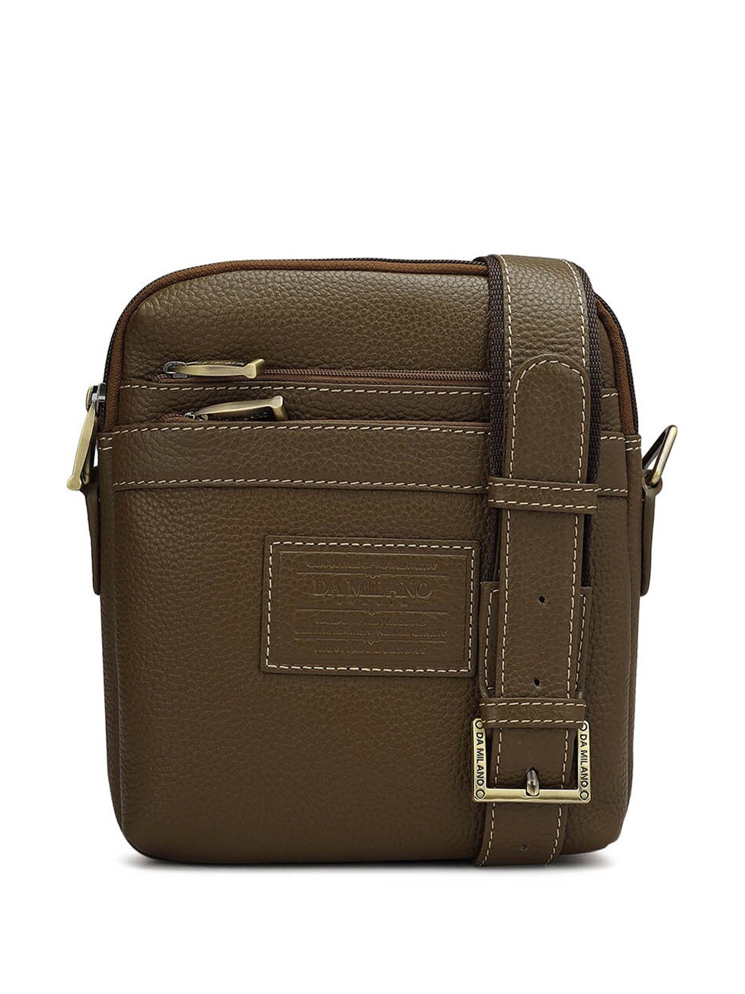 

Da Milano Men Leather Messenger Bag, Brown