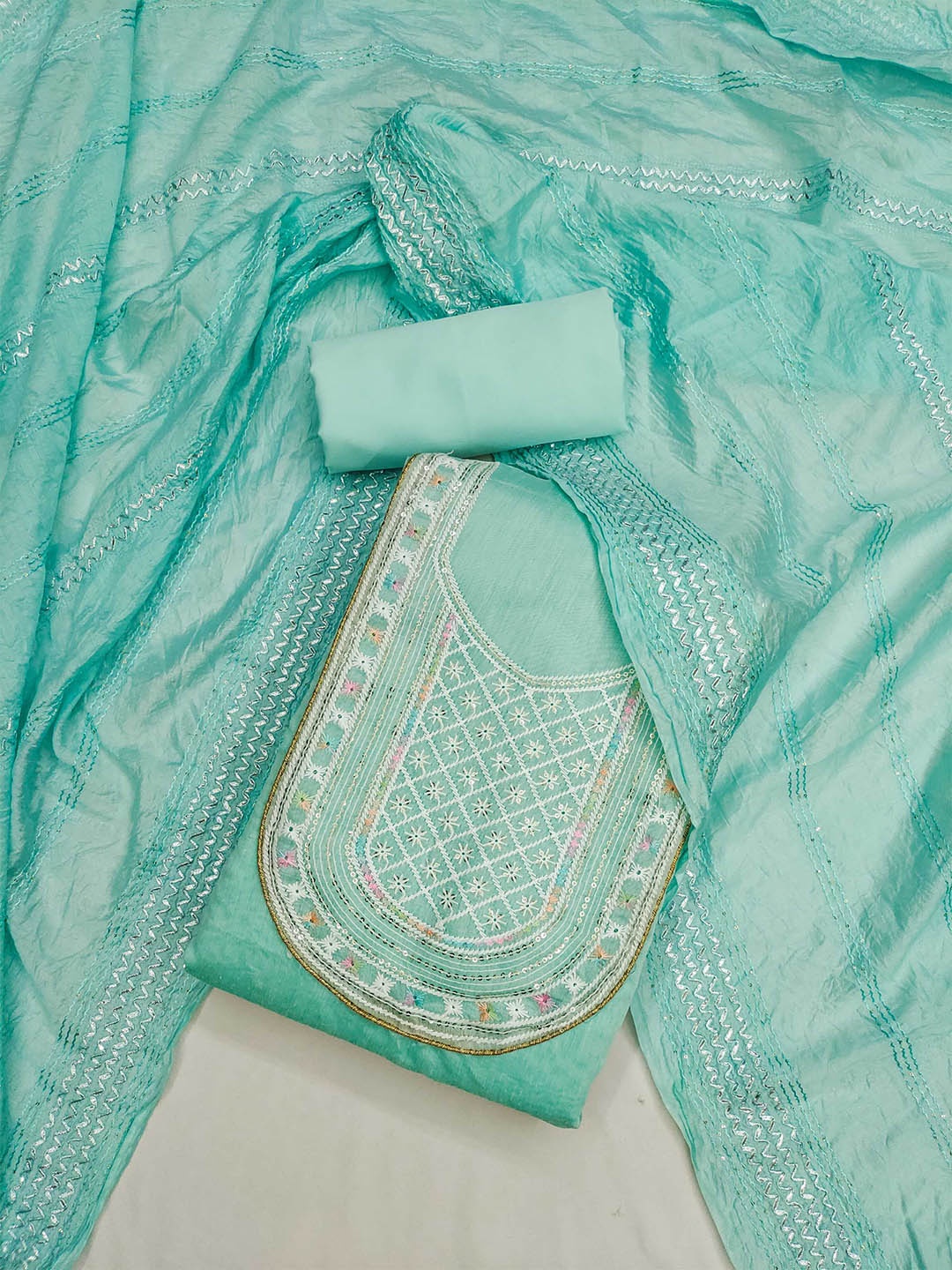

KALINI Embroidered Unstitched Dress Material, Blue