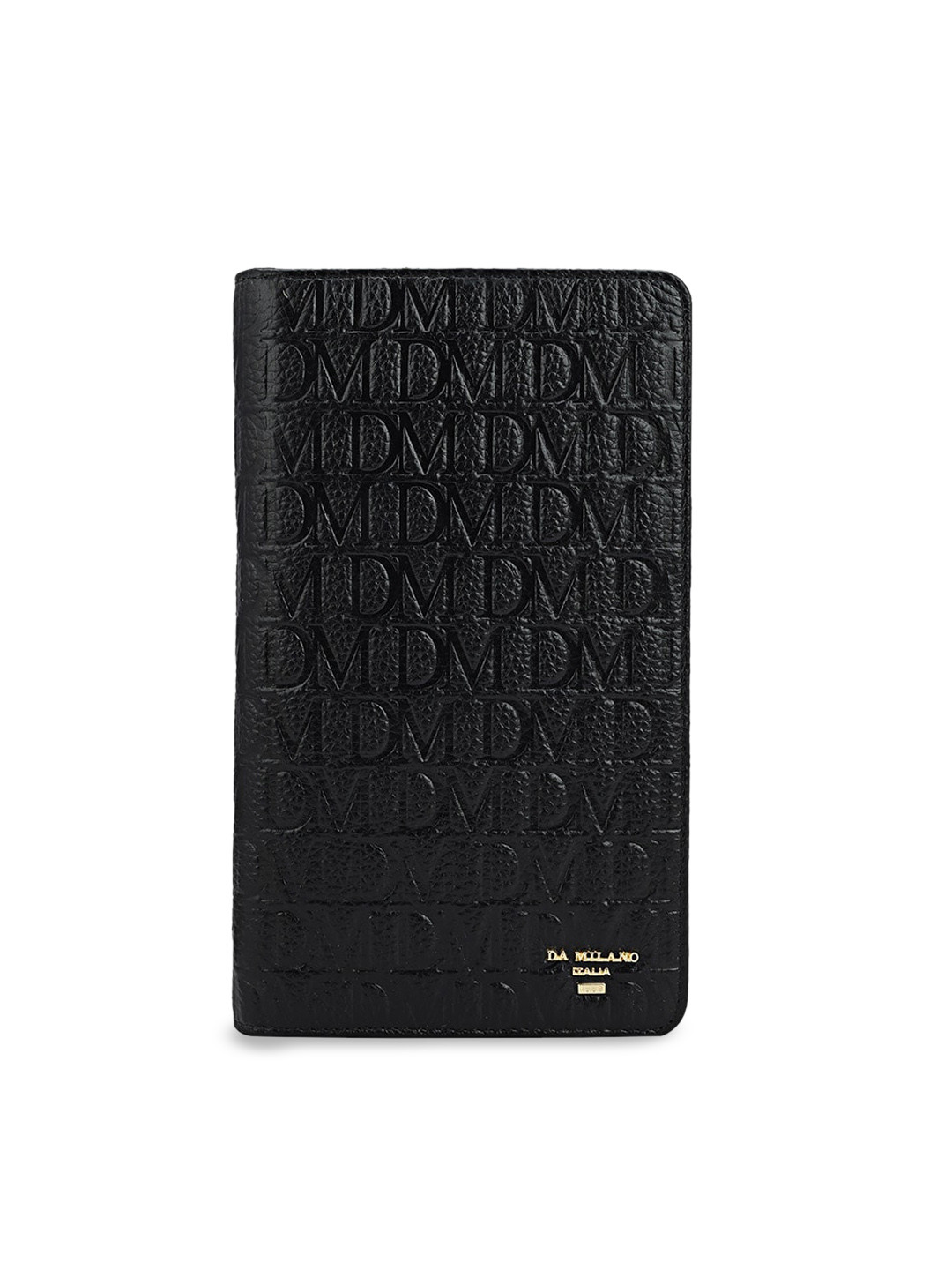 

Da Milano Unisex Typography Printed Leather Card Holder, Black